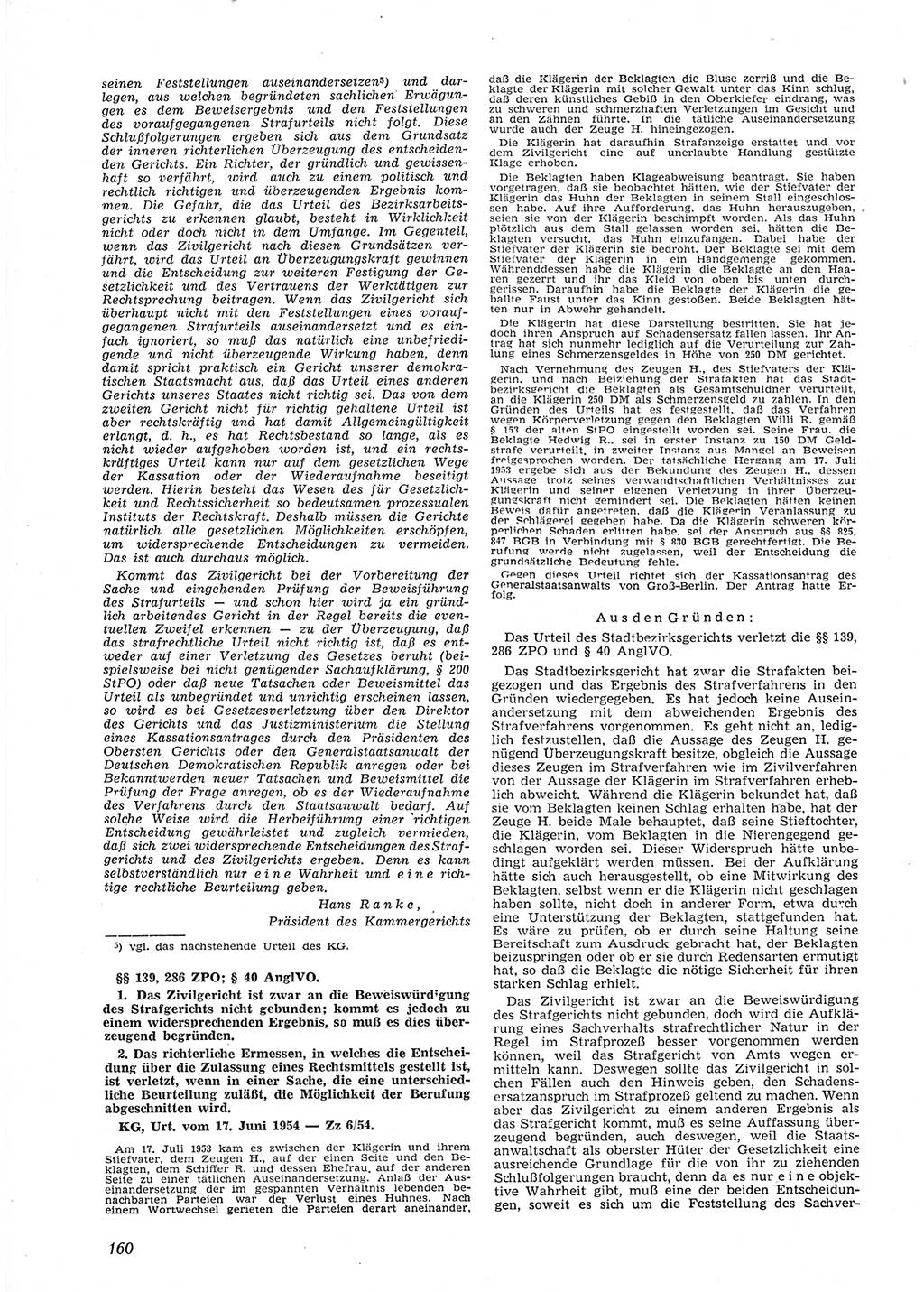 Neue Justiz (NJ), Zeitschrift für Recht und Rechtswissenschaft [Deutsche Demokratische Republik (DDR)], 9. Jahrgang 1955, Seite 160 (NJ DDR 1955, S. 160)
