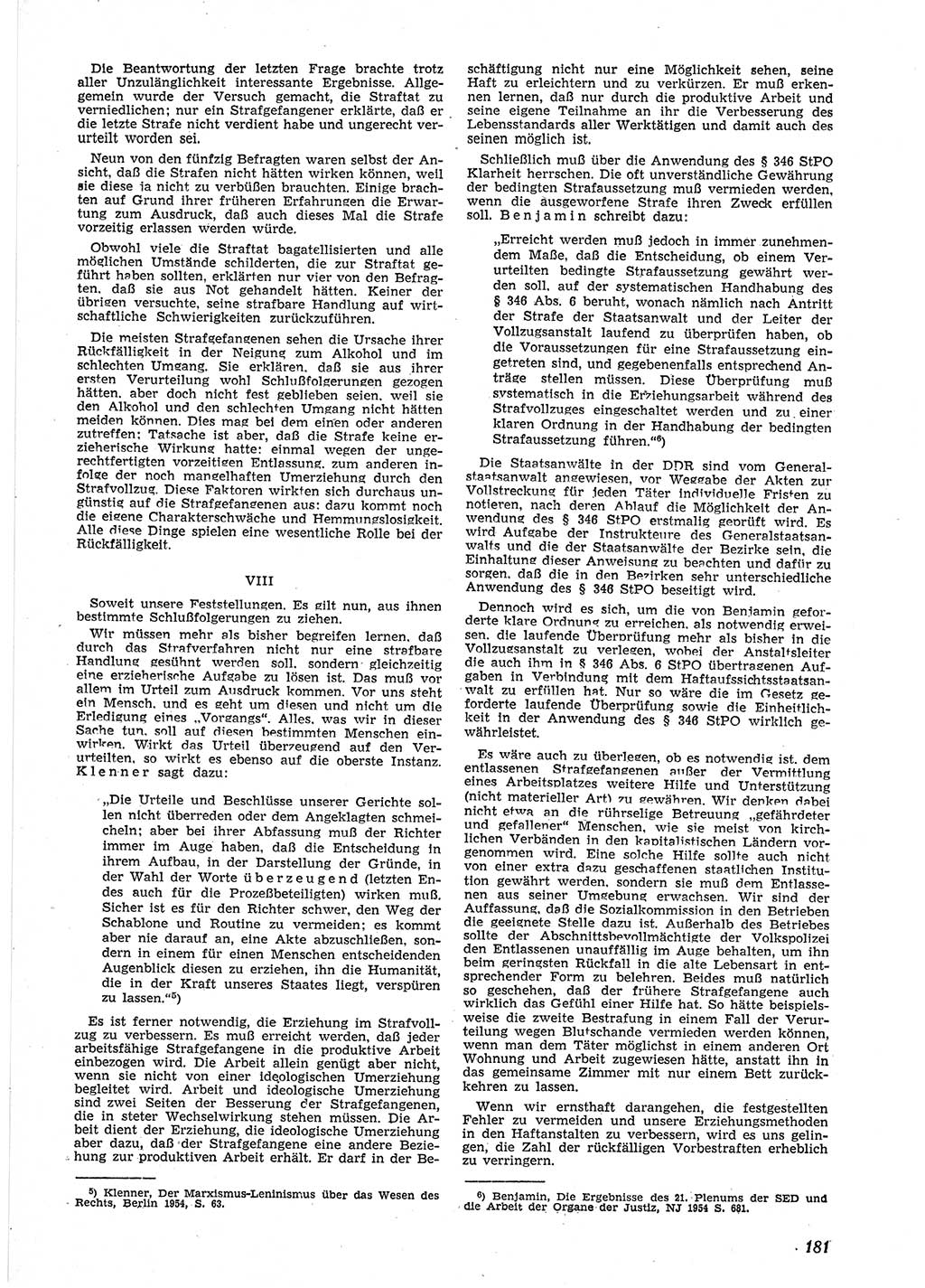Neue Justiz (NJ), Zeitschrift für Recht und Rechtswissenschaft [Deutsche Demokratische Republik (DDR)], 9. Jahrgang 1955, Seite 181 (NJ DDR 1955, S. 181)