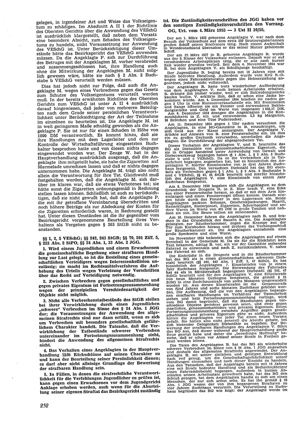 Neue Justiz (NJ), Zeitschrift für Recht und Rechtswissenschaft [Deutsche Demokratische Republik (DDR)], 9. Jahrgang 1955, Seite 252 (NJ DDR 1955, S. 252)