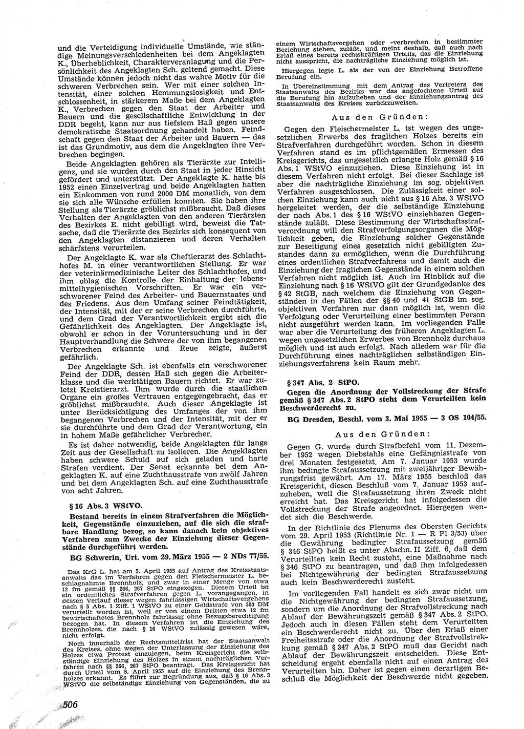 Neue Justiz (NJ), Zeitschrift für Recht und Rechtswissenschaft [Deutsche Demokratische Republik (DDR)], 9. Jahrgang 1955, Seite 506 (NJ DDR 1955, S. 506)