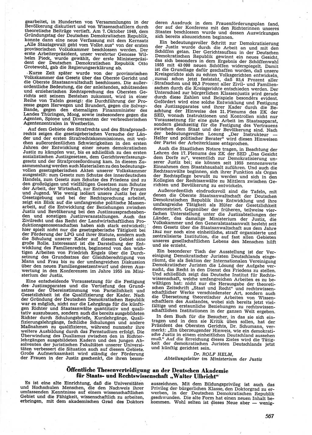 Neue Justiz (NJ), Zeitschrift für Recht und Rechtswissenschaft [Deutsche Demokratische Republik (DDR)], 9. Jahrgang 1955, Seite 567 (NJ DDR 1955, S. 567)