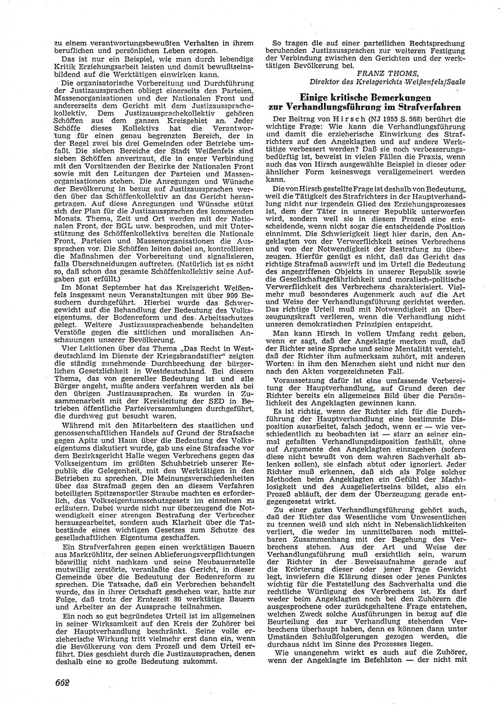 Neue Justiz (NJ), Zeitschrift für Recht und Rechtswissenschaft [Deutsche Demokratische Republik (DDR)], 9. Jahrgang 1955, Seite 662 (NJ DDR 1955, S. 662)
