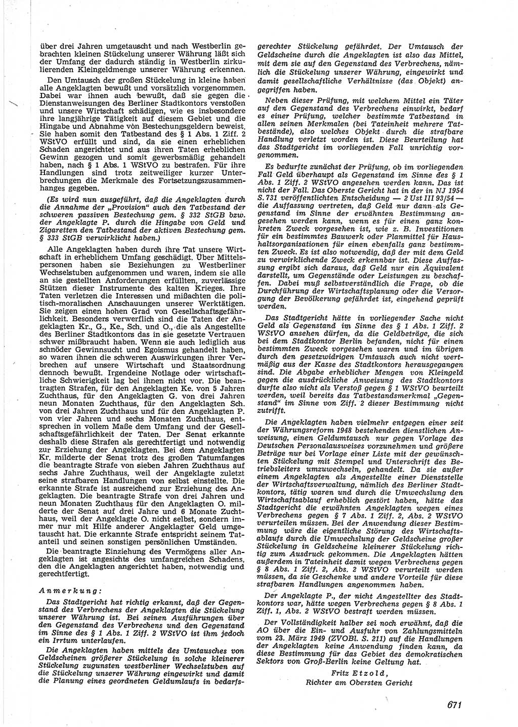 Neue Justiz (NJ), Zeitschrift für Recht und Rechtswissenschaft [Deutsche Demokratische Republik (DDR)], 9. Jahrgang 1955, Seite 671 (NJ DDR 1955, S. 671)