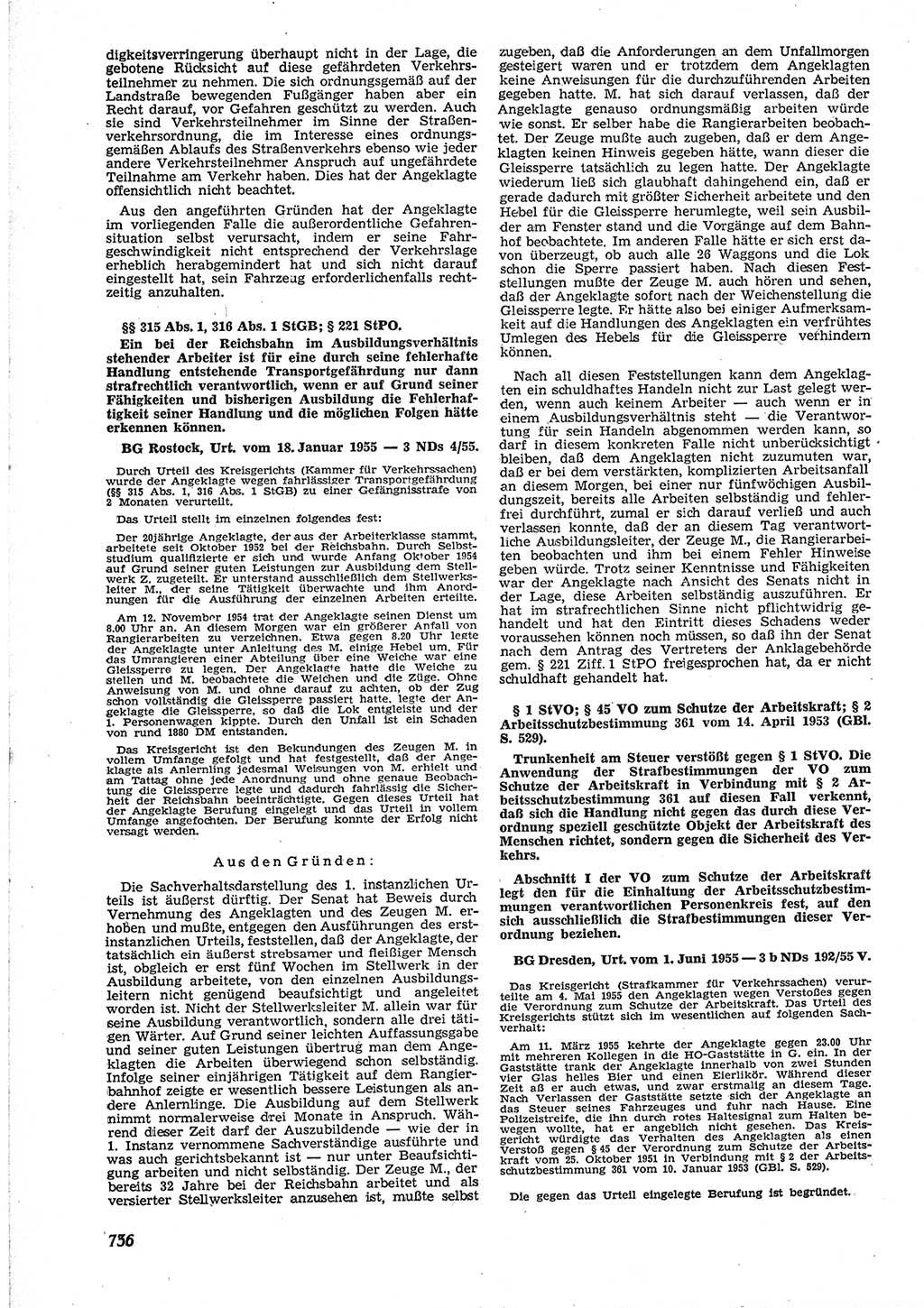 Neue Justiz (NJ), Zeitschrift für Recht und Rechtswissenschaft [Deutsche Demokratische Republik (DDR)], 9. Jahrgang 1955, Seite 736 (NJ DDR 1955, S. 736)