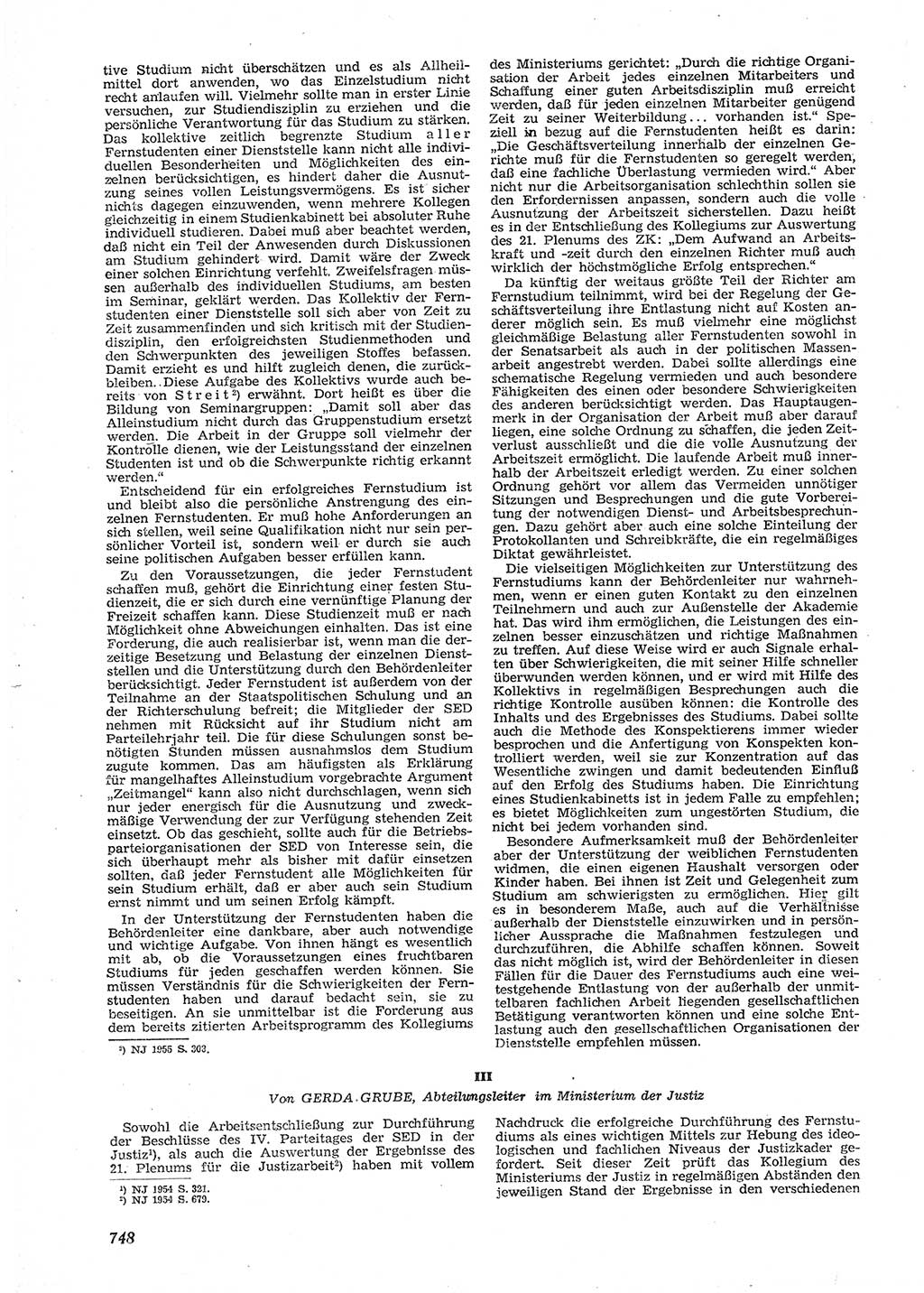 Neue Justiz (NJ), Zeitschrift für Recht und Rechtswissenschaft [Deutsche Demokratische Republik (DDR)], 9. Jahrgang 1955, Seite 748 (NJ DDR 1955, S. 748)