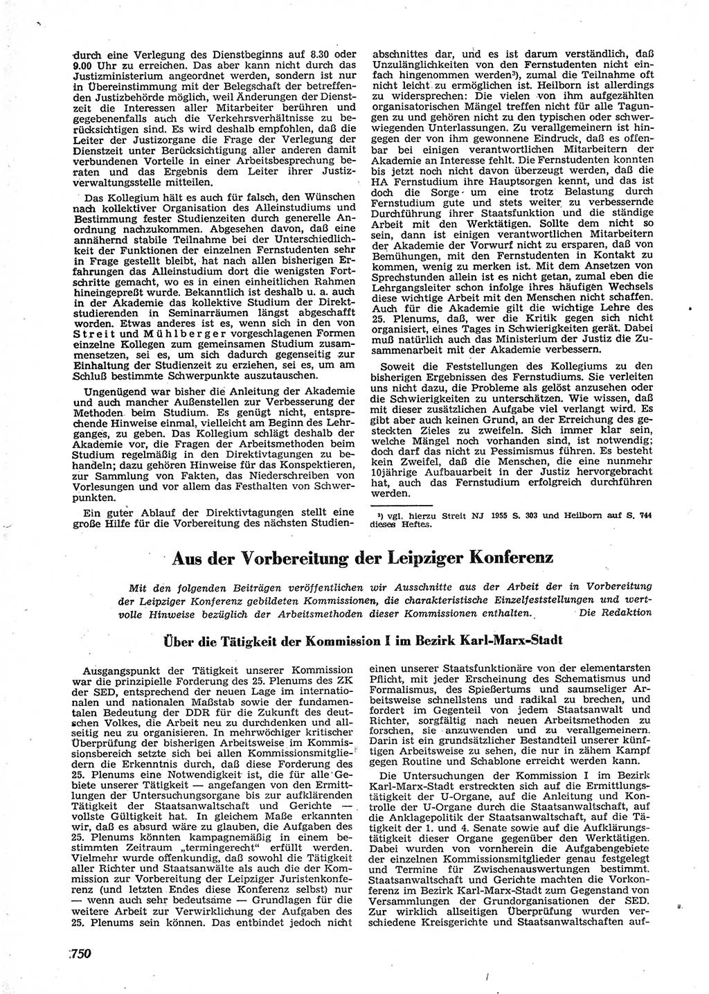 Neue Justiz (NJ), Zeitschrift für Recht und Rechtswissenschaft [Deutsche Demokratische Republik (DDR)], 9. Jahrgang 1955, Seite 750 (NJ DDR 1955, S. 750)