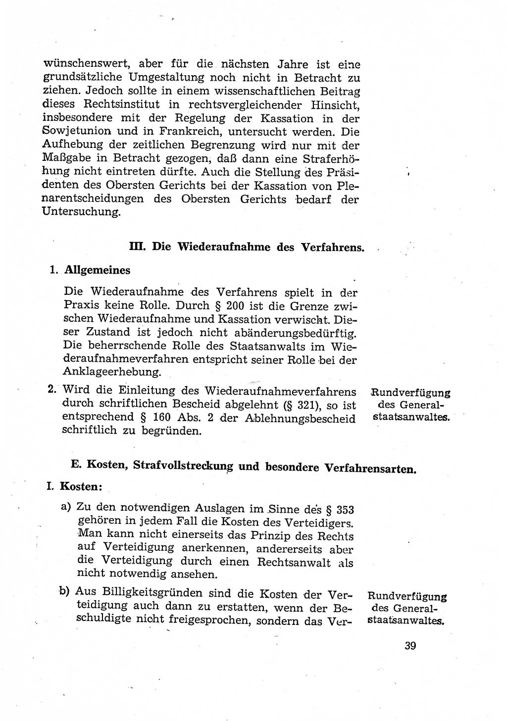 Bericht der Kommission zur Überprüfung der Anwendung der StPO (Strafprozeßordnung) [Deutsche Demokratische Republik (DDR)] 1956, Seite 39 (Ber. StPO DDR 1956, S. 39)