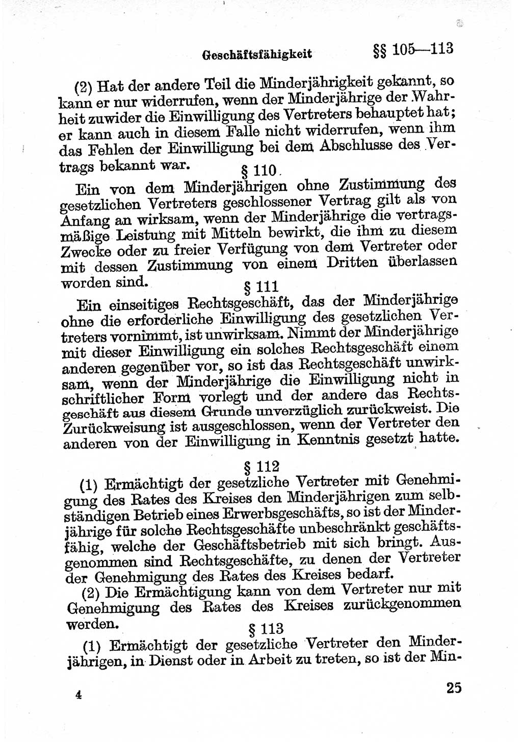 Bürgerliches Gesetzbuch (BGB) nebst wichtigen Nebengesetzen [Deutsche Demokratische Republik (DDR)] 1956, Seite 25 (BGB Nebenges. DDR 1956, S. 25)