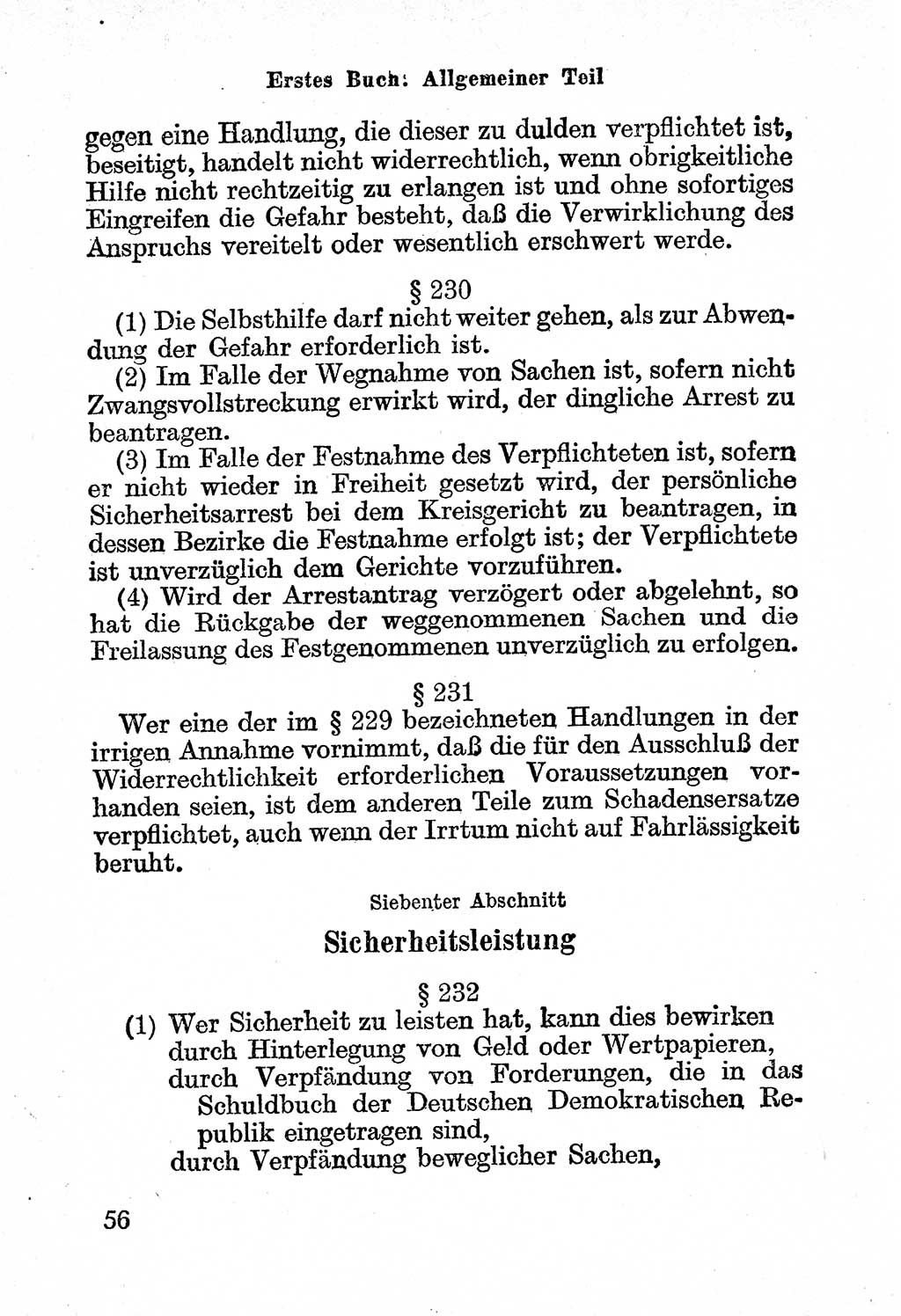 Bürgerliches Gesetzbuch (BGB) nebst wichtigen Nebengesetzen [Deutsche Demokratische Republik (DDR)] 1956, Seite 56 (BGB Nebenges. DDR 1956, S. 56)