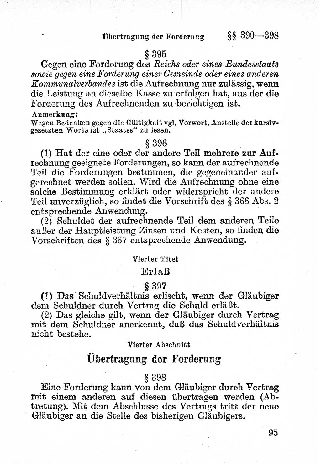 Bürgerliches Gesetzbuch (BGB) nebst wichtigen Nebengesetzen [Deutsche Demokratische Republik (DDR)] 1956, Seite 95 (BGB Nebenges. DDR 1956, S. 95)