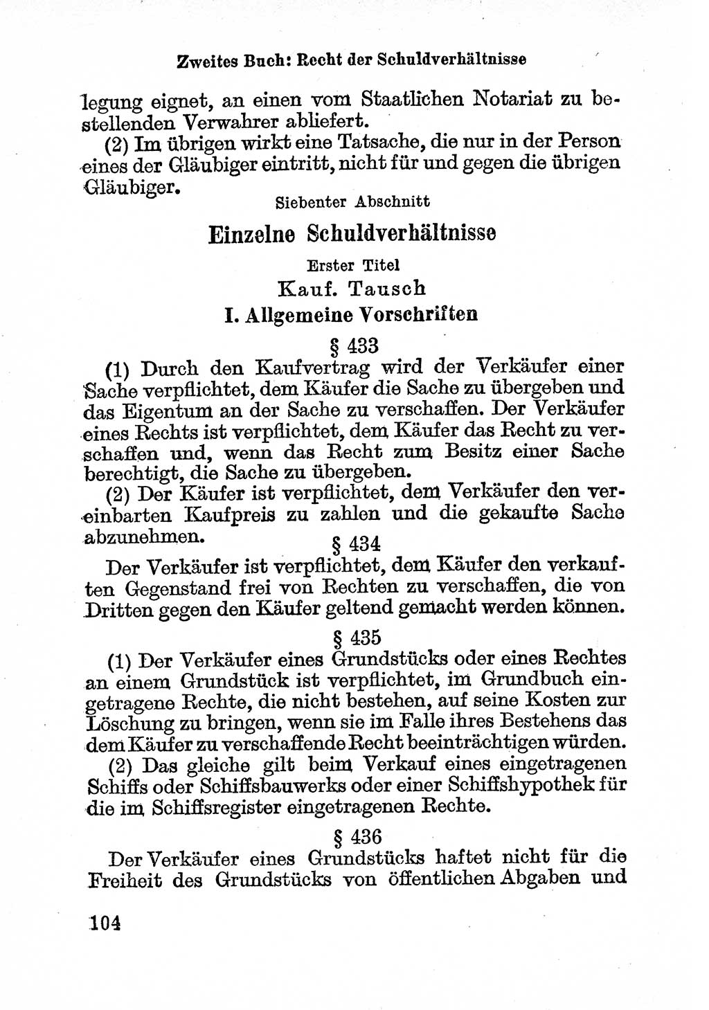 Bürgerliches Gesetzbuch (BGB) nebst wichtigen Nebengesetzen [Deutsche Demokratische Republik (DDR)] 1956, Seite 104 (BGB Nebenges. DDR 1956, S. 104)