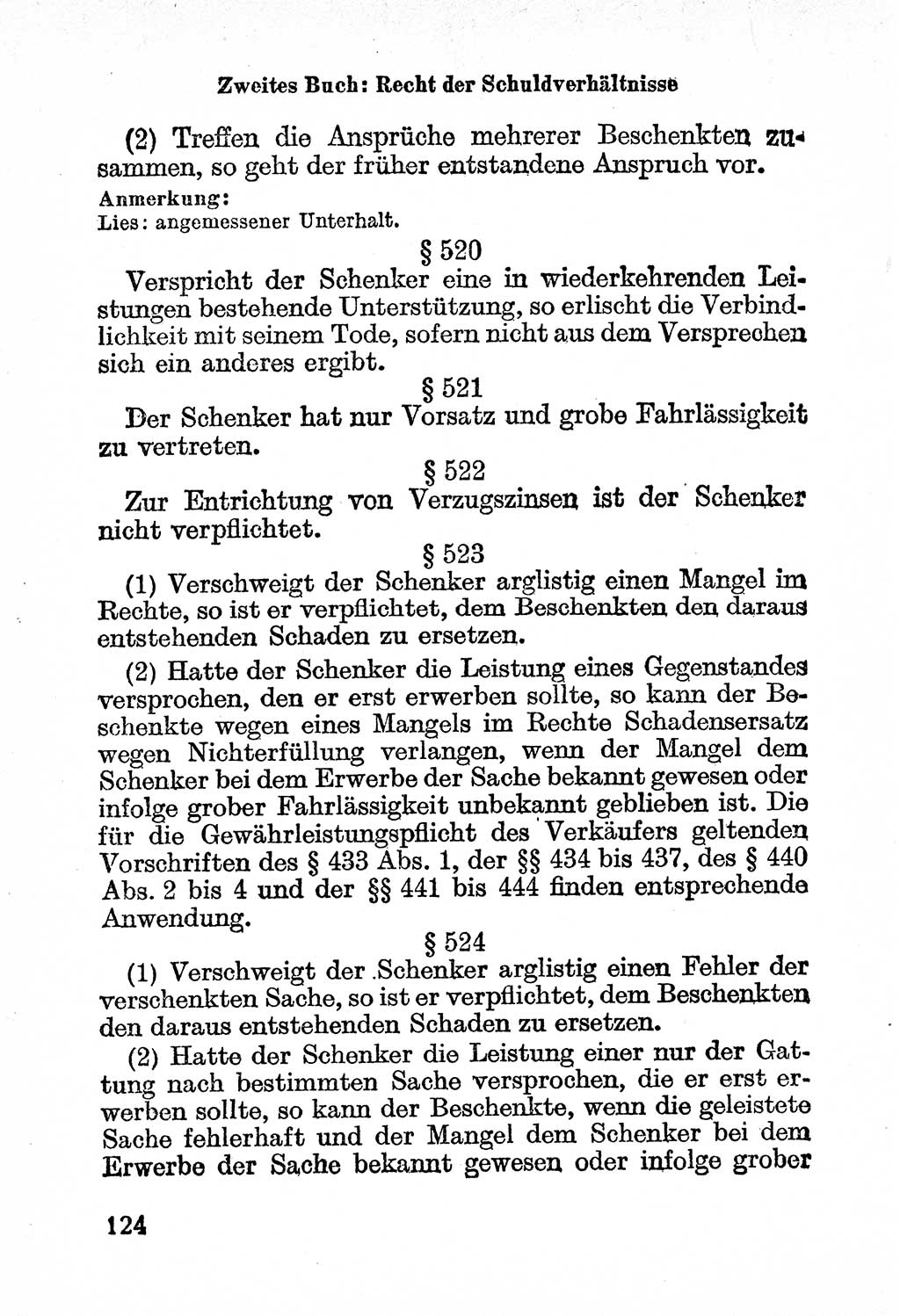 Bürgerliches Gesetzbuch (BGB) nebst wichtigen Nebengesetzen [Deutsche Demokratische Republik (DDR)] 1956, Seite 124 (BGB Nebenges. DDR 1956, S. 124)