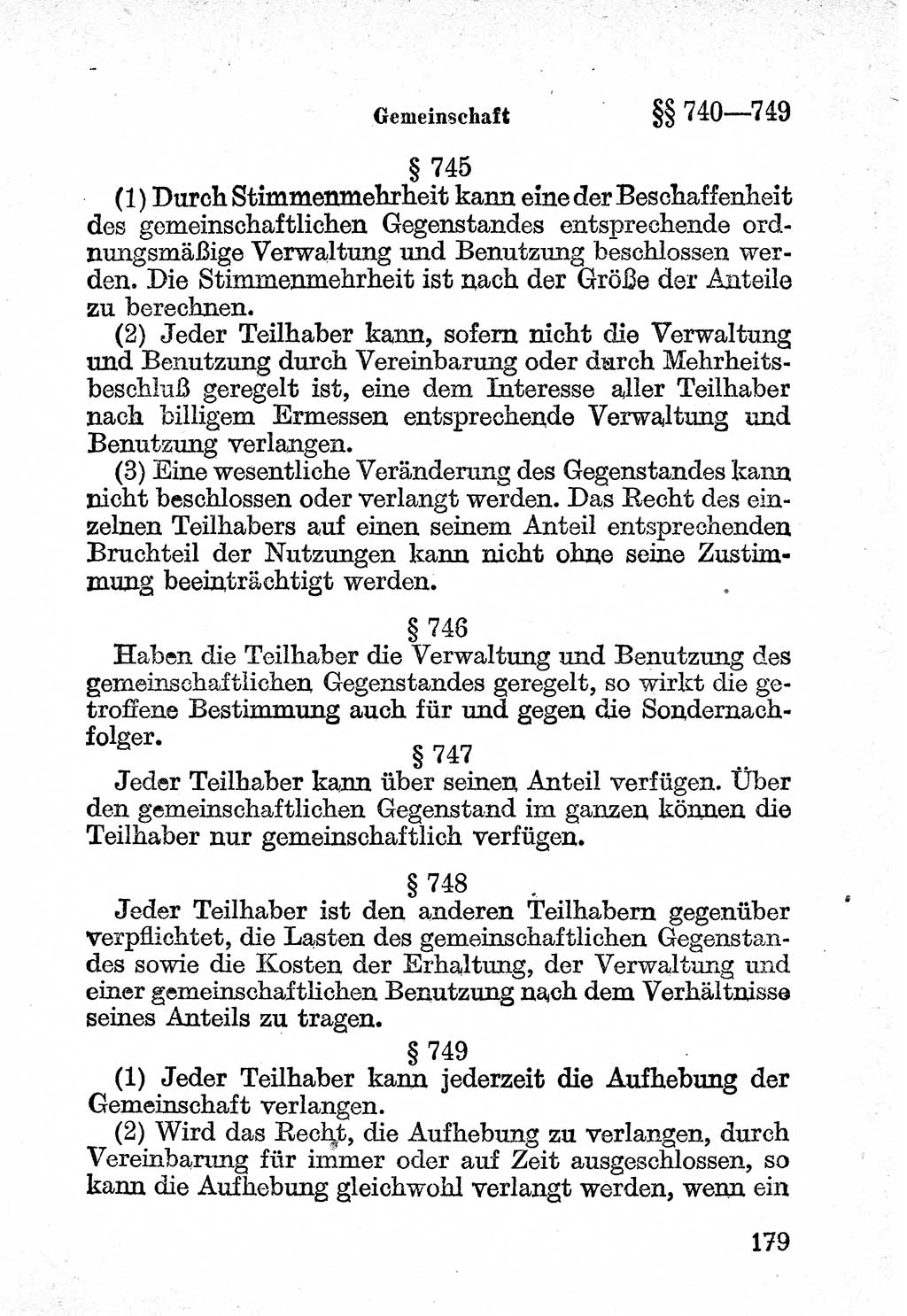 Bürgerliches Gesetzbuch (BGB) nebst wichtigen Nebengesetzen [Deutsche Demokratische Republik (DDR)] 1956, Seite 179 (BGB Nebenges. DDR 1956, S. 179)