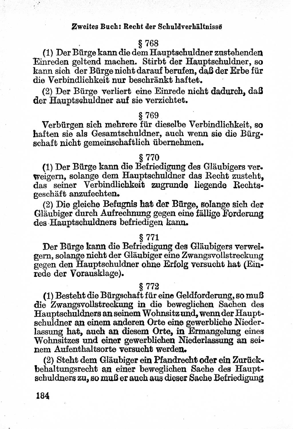 Bürgerliches Gesetzbuch (BGB) nebst wichtigen Nebengesetzen [Deutsche Demokratische Republik (DDR)] 1956, Seite 184 (BGB Nebenges. DDR 1956, S. 184)