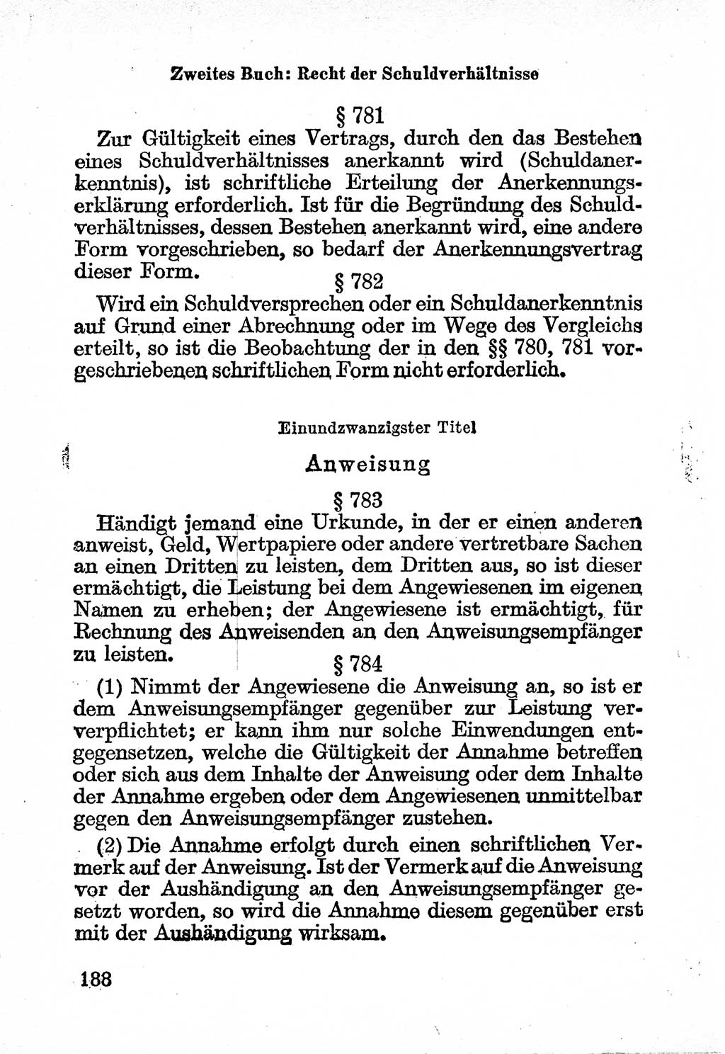 Bürgerliches Gesetzbuch (BGB) nebst wichtigen Nebengesetzen [Deutsche Demokratische Republik (DDR)] 1956, Seite 188 (BGB Nebenges. DDR 1956, S. 188)