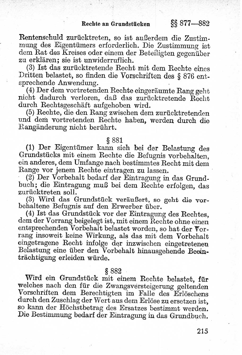 Bürgerliches Gesetzbuch (BGB) nebst wichtigen Nebengesetzen [Deutsche Demokratische Republik (DDR)] 1956, Seite 215 (BGB Nebenges. DDR 1956, S. 215)