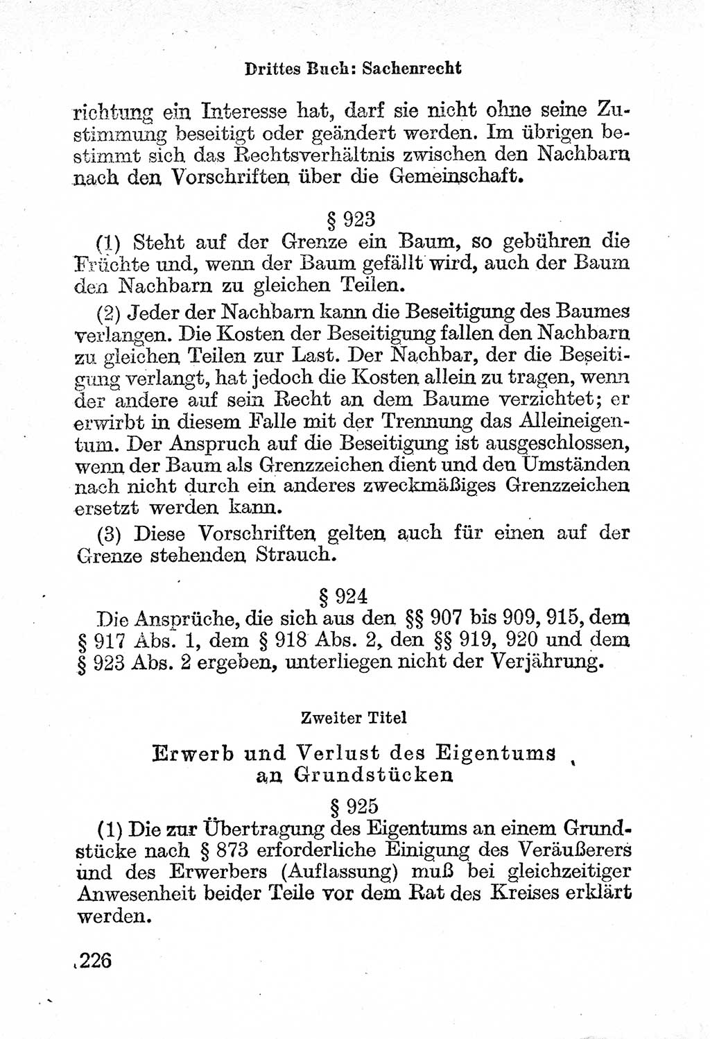 Bürgerliches Gesetzbuch (BGB) nebst wichtigen Nebengesetzen [Deutsche Demokratische Republik (DDR)] 1956, Seite 226 (BGB Nebenges. DDR 1956, S. 226)