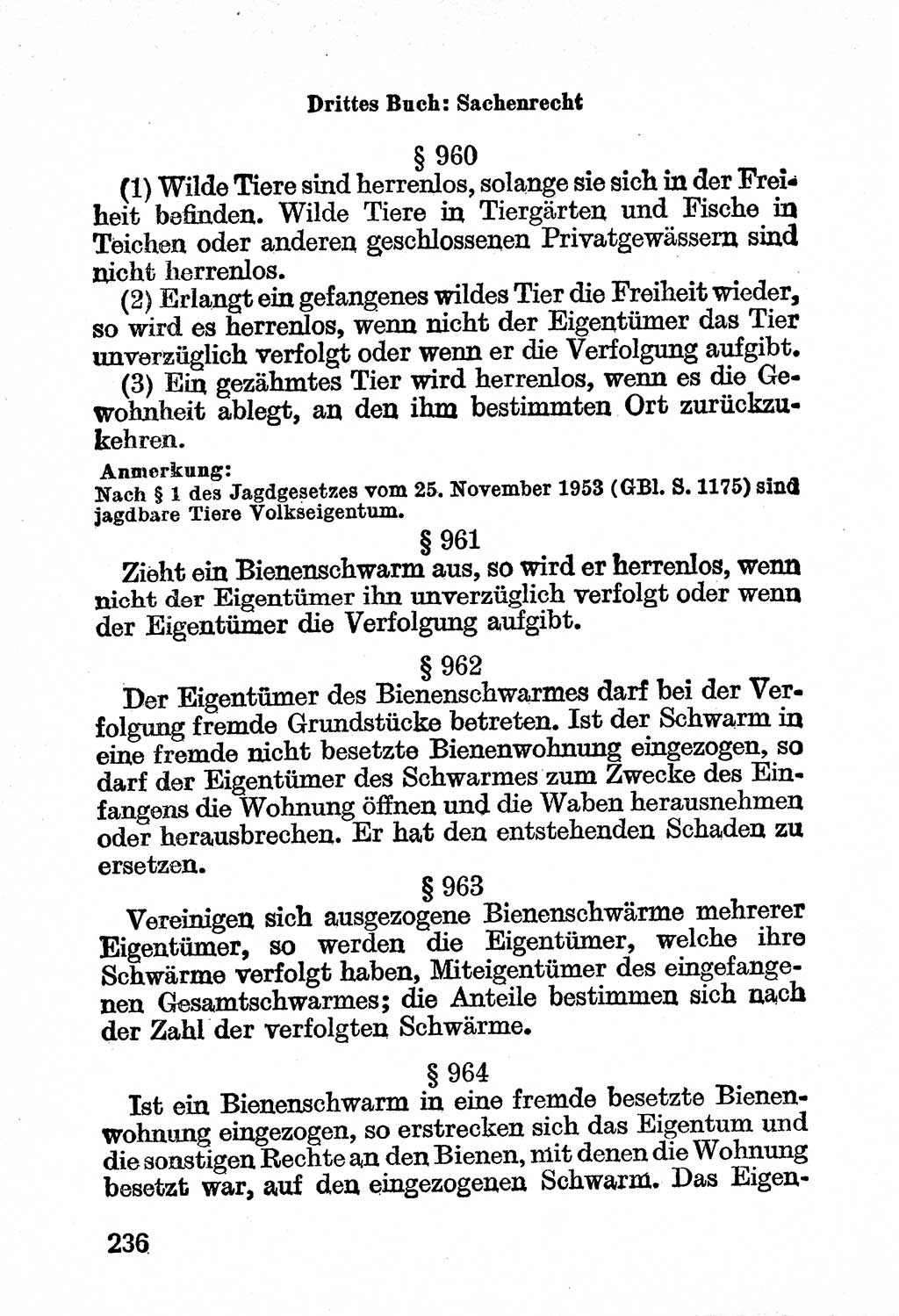 Bürgerliches Gesetzbuch (BGB) nebst wichtigen Nebengesetzen [Deutsche Demokratische Republik (DDR)] 1956, Seite 236 (BGB Nebenges. DDR 1956, S. 236)