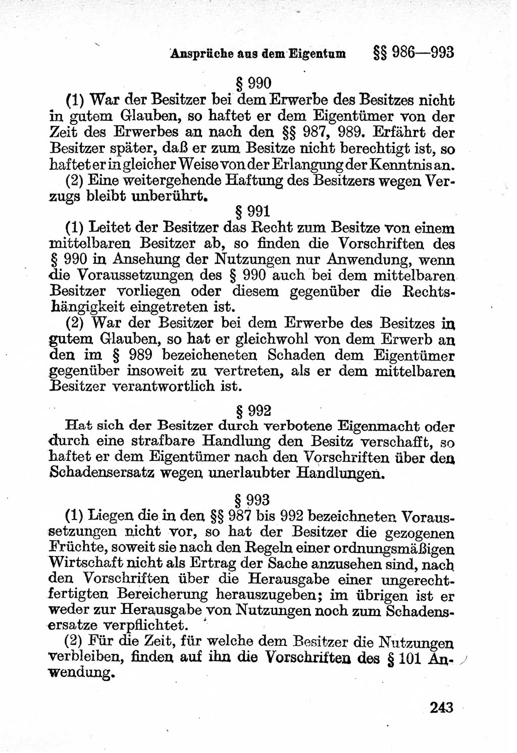 Bürgerliches Gesetzbuch (BGB) nebst wichtigen Nebengesetzen [Deutsche Demokratische Republik (DDR)] 1956, Seite 243 (BGB Nebenges. DDR 1956, S. 243)