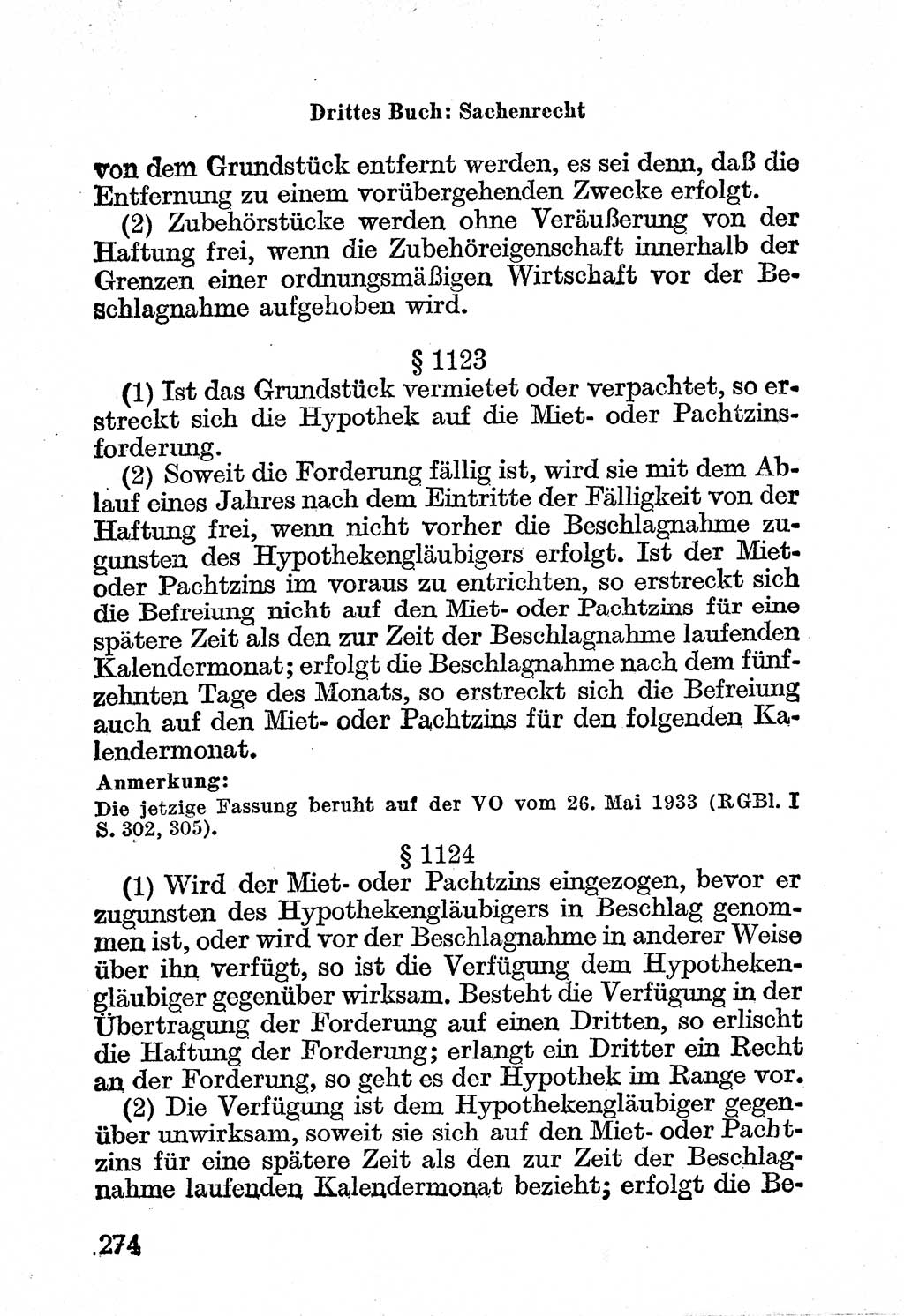 Bürgerliches Gesetzbuch (BGB) nebst wichtigen Nebengesetzen [Deutsche Demokratische Republik (DDR)] 1956, Seite 274 (BGB Nebenges. DDR 1956, S. 274)