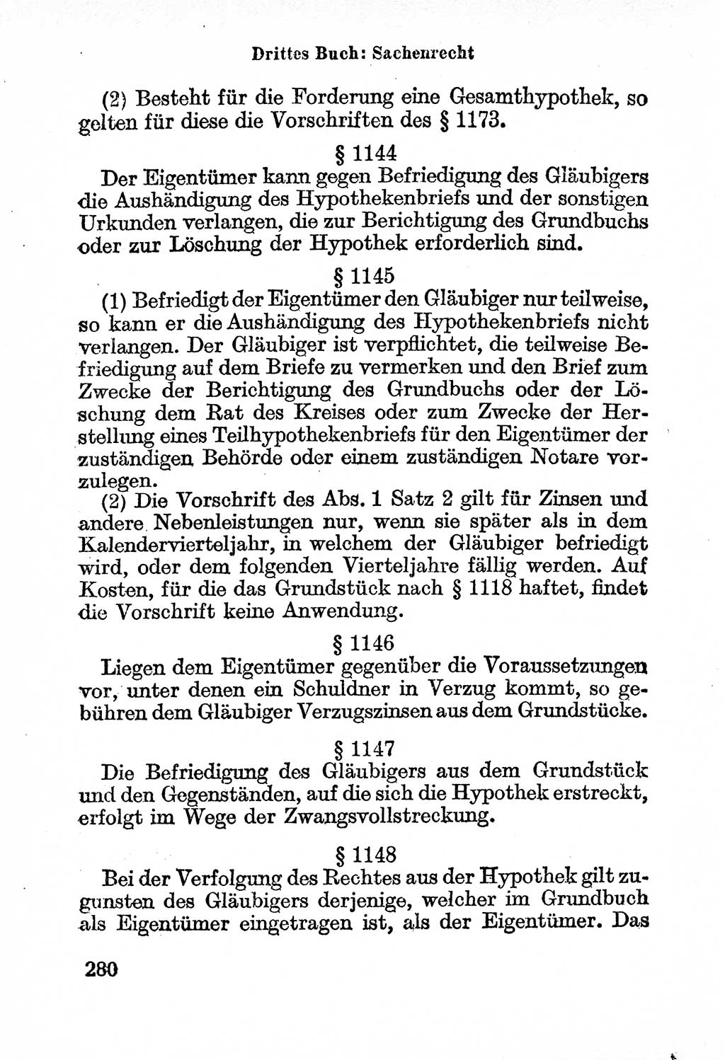 Bürgerliches Gesetzbuch (BGB) nebst wichtigen Nebengesetzen [Deutsche Demokratische Republik (DDR)] 1956, Seite 280 (BGB Nebenges. DDR 1956, S. 280)