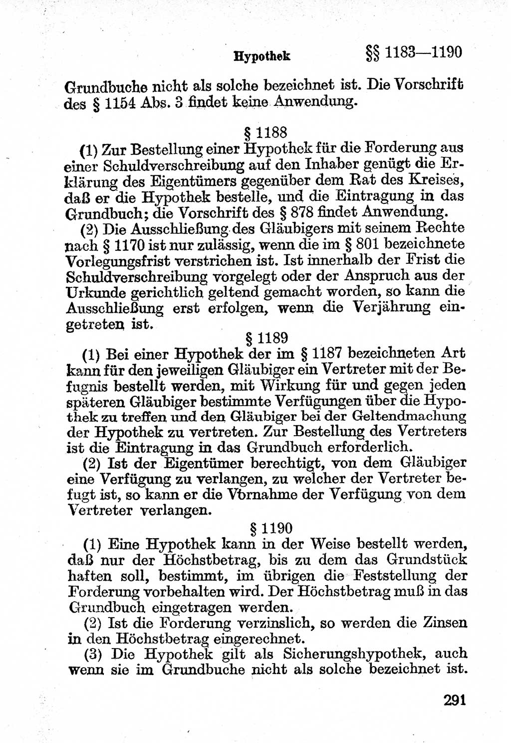 Bürgerliches Gesetzbuch (BGB) nebst wichtigen Nebengesetzen [Deutsche Demokratische Republik (DDR)] 1956, Seite 291 (BGB Nebenges. DDR 1956, S. 291)