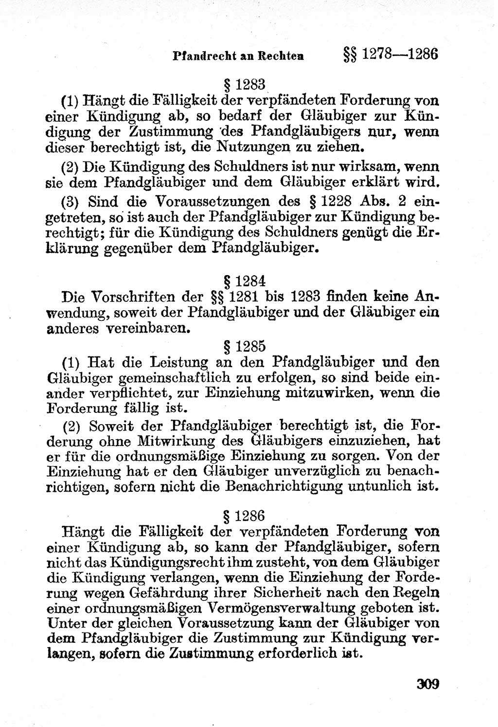 Bürgerliches Gesetzbuch (BGB) nebst wichtigen Nebengesetzen [Deutsche Demokratische Republik (DDR)] 1956, Seite 309 (BGB Nebenges. DDR 1956, S. 309)