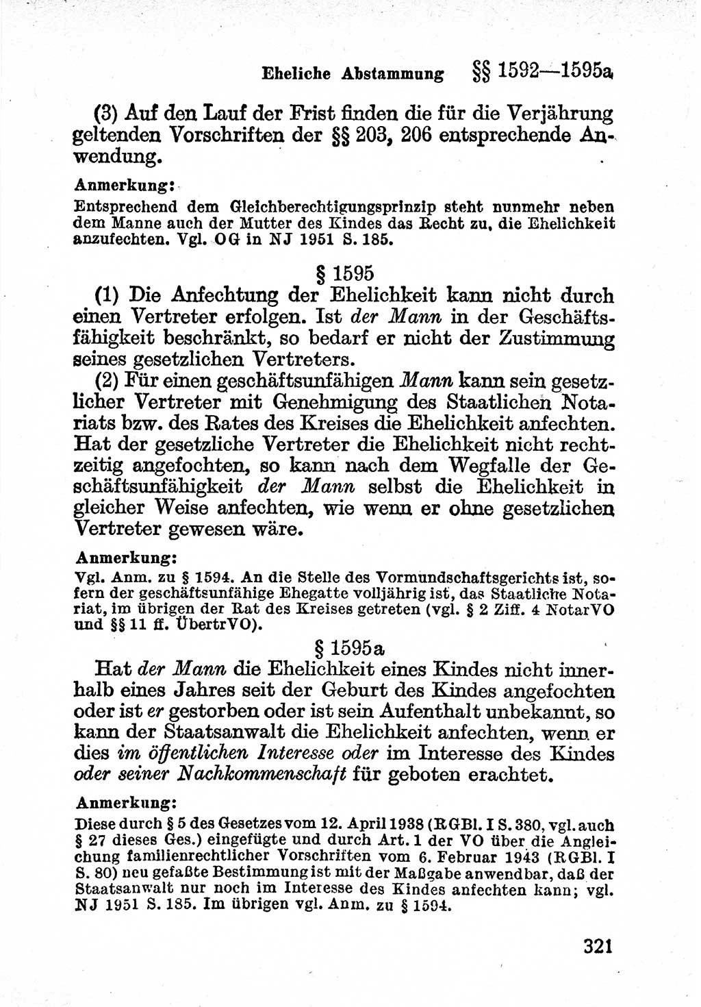 Bürgerliches Gesetzbuch (BGB) nebst wichtigen Nebengesetzen [Deutsche Demokratische Republik (DDR)] 1956, Seite 321 (BGB Nebenges. DDR 1956, S. 321)
