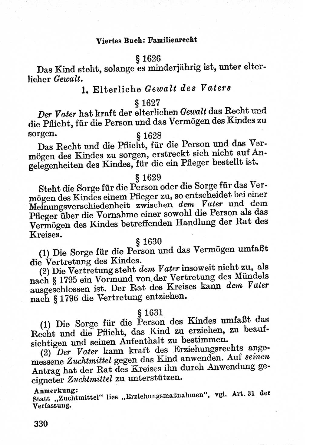 Bürgerliches Gesetzbuch (BGB) nebst wichtigen Nebengesetzen [Deutsche Demokratische Republik (DDR)] 1956, Seite 330 (BGB Nebenges. DDR 1956, S. 330)