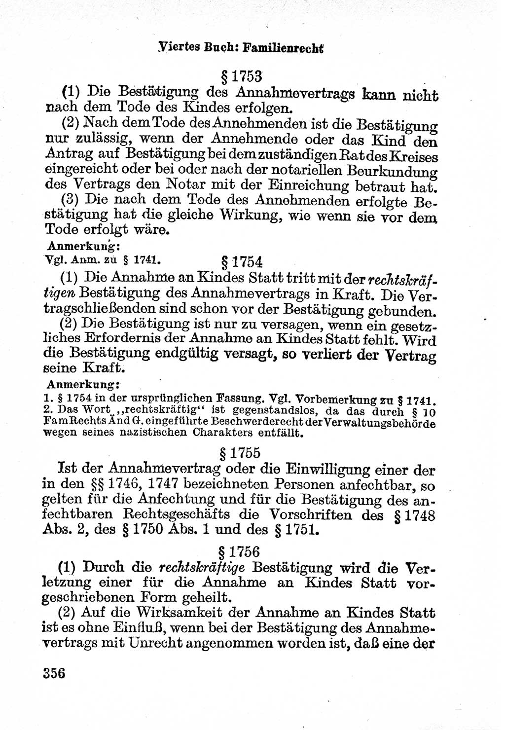 Bürgerliches Gesetzbuch (BGB) nebst wichtigen Nebengesetzen [Deutsche Demokratische Republik (DDR)] 1956, Seite 356 (BGB Nebenges. DDR 1956, S. 356)