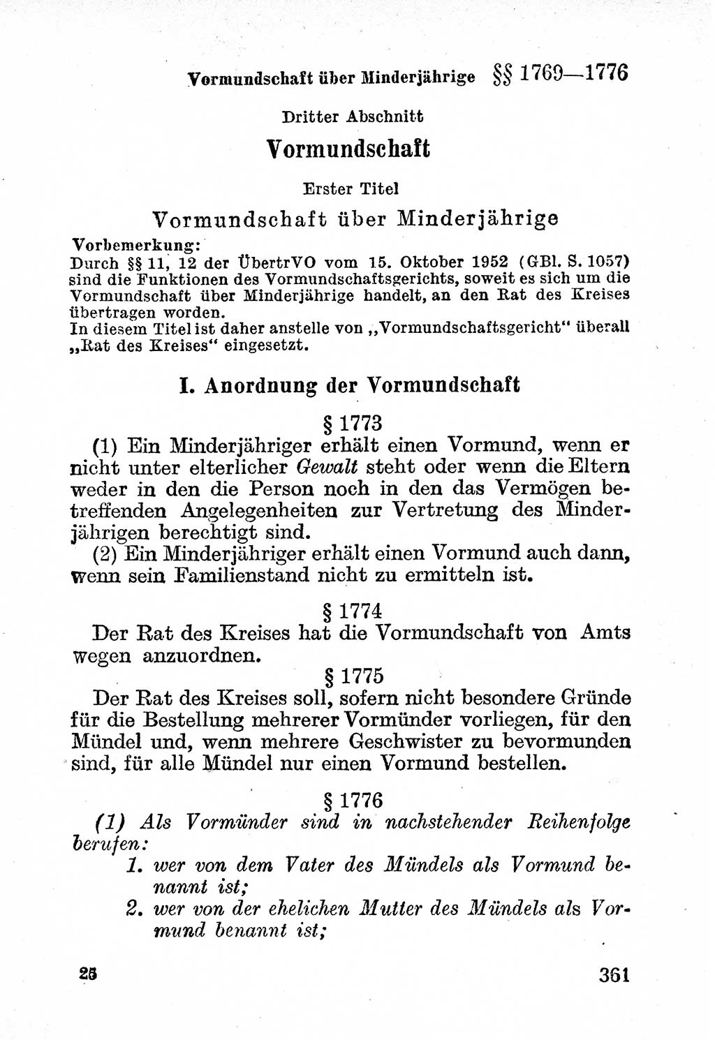 Bürgerliches Gesetzbuch (BGB) nebst wichtigen Nebengesetzen [Deutsche Demokratische Republik (DDR)] 1956, Seite 361 (BGB Nebenges. DDR 1956, S. 361)