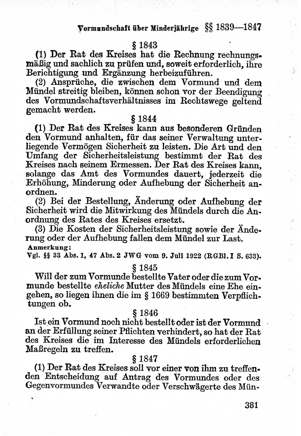 Bürgerliches Gesetzbuch (BGB) nebst wichtigen Nebengesetzen [Deutsche Demokratische Republik (DDR)] 1956, Seite 381 (BGB Nebenges. DDR 1956, S. 381)