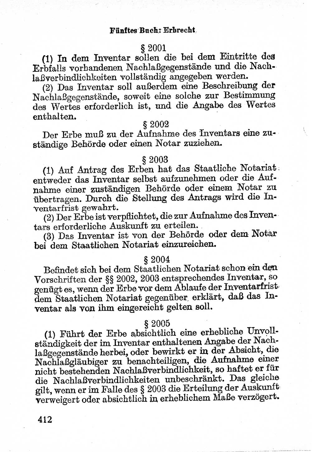 Bürgerliches Gesetzbuch (BGB) nebst wichtigen Nebengesetzen [Deutsche Demokratische Republik (DDR)] 1956, Seite 412 (BGB Nebenges. DDR 1956, S. 412)