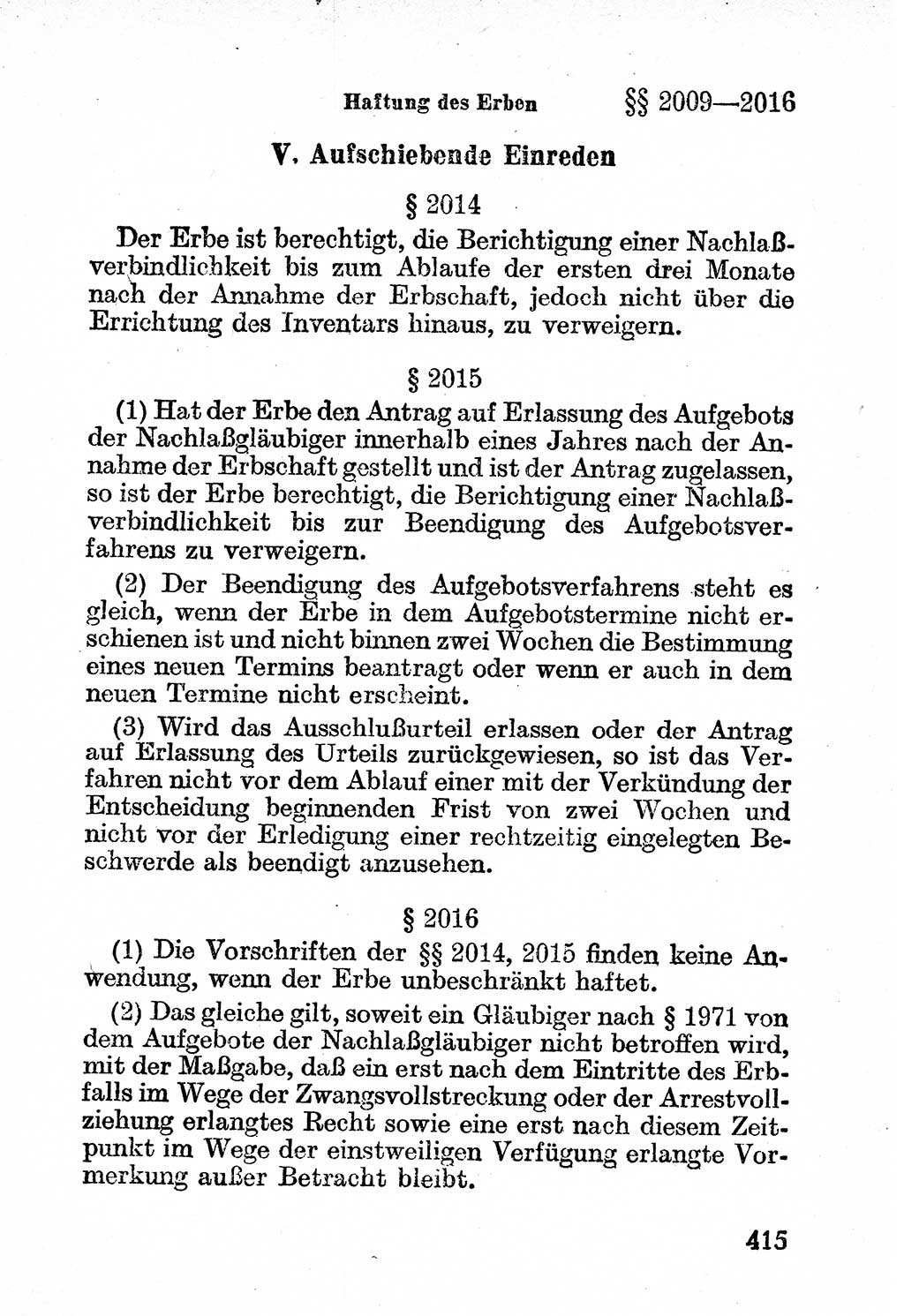 Bürgerliches Gesetzbuch (BGB) nebst wichtigen Nebengesetzen [Deutsche Demokratische Republik (DDR)] 1956, Seite 415 (BGB Nebenges. DDR 1956, S. 415)