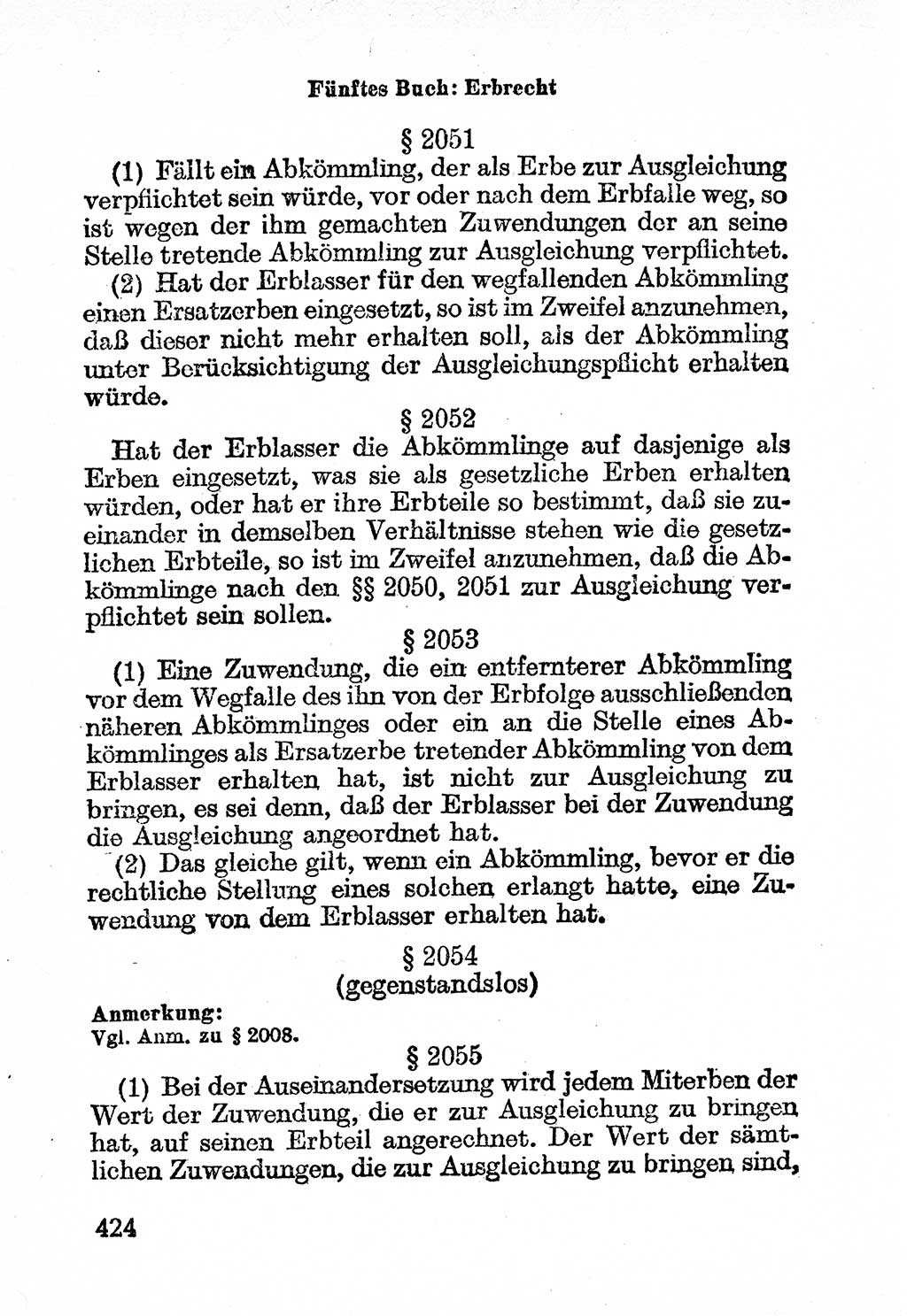 Bürgerliches Gesetzbuch (BGB) nebst wichtigen Nebengesetzen [Deutsche Demokratische Republik (DDR)] 1956, Seite 424 (BGB Nebenges. DDR 1956, S. 424)