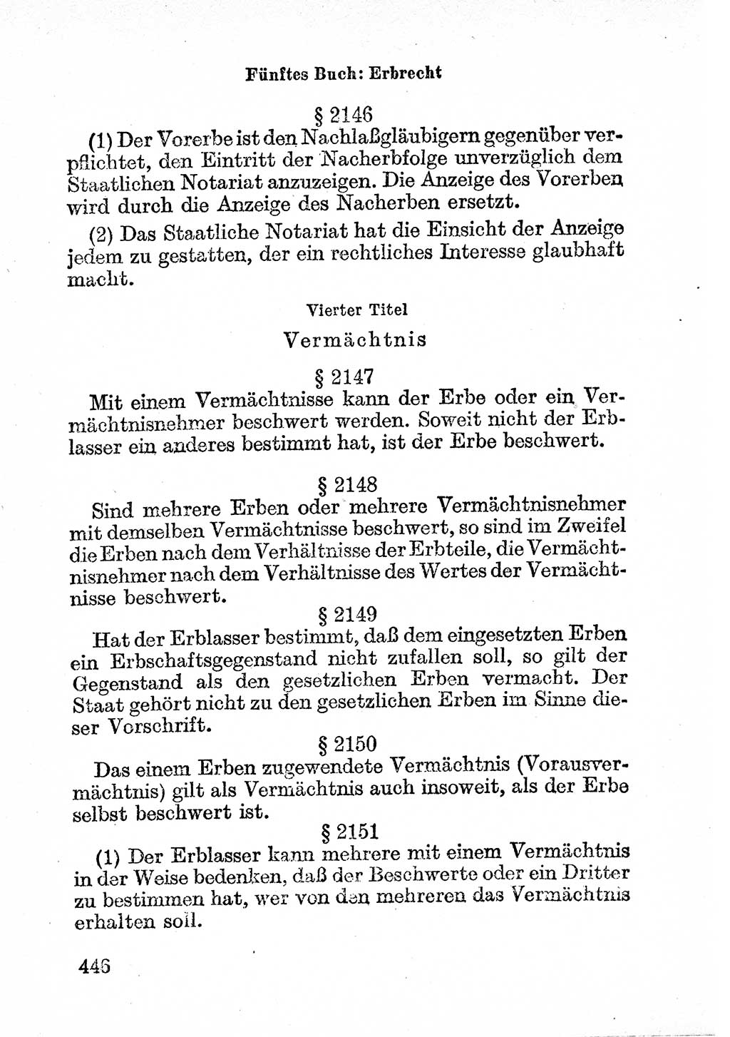 Bürgerliches Gesetzbuch (BGB) nebst wichtigen Nebengesetzen [Deutsche Demokratische Republik (DDR)] 1956, Seite 446 (BGB Nebenges. DDR 1956, S. 446)