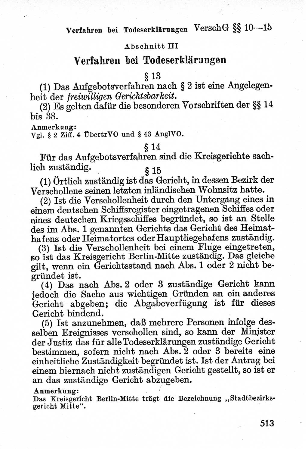 Bürgerliches Gesetzbuch (BGB) nebst wichtigen Nebengesetzen [Deutsche Demokratische Republik (DDR)] 1956, Seite 513 (BGB Nebenges. DDR 1956, S. 513)