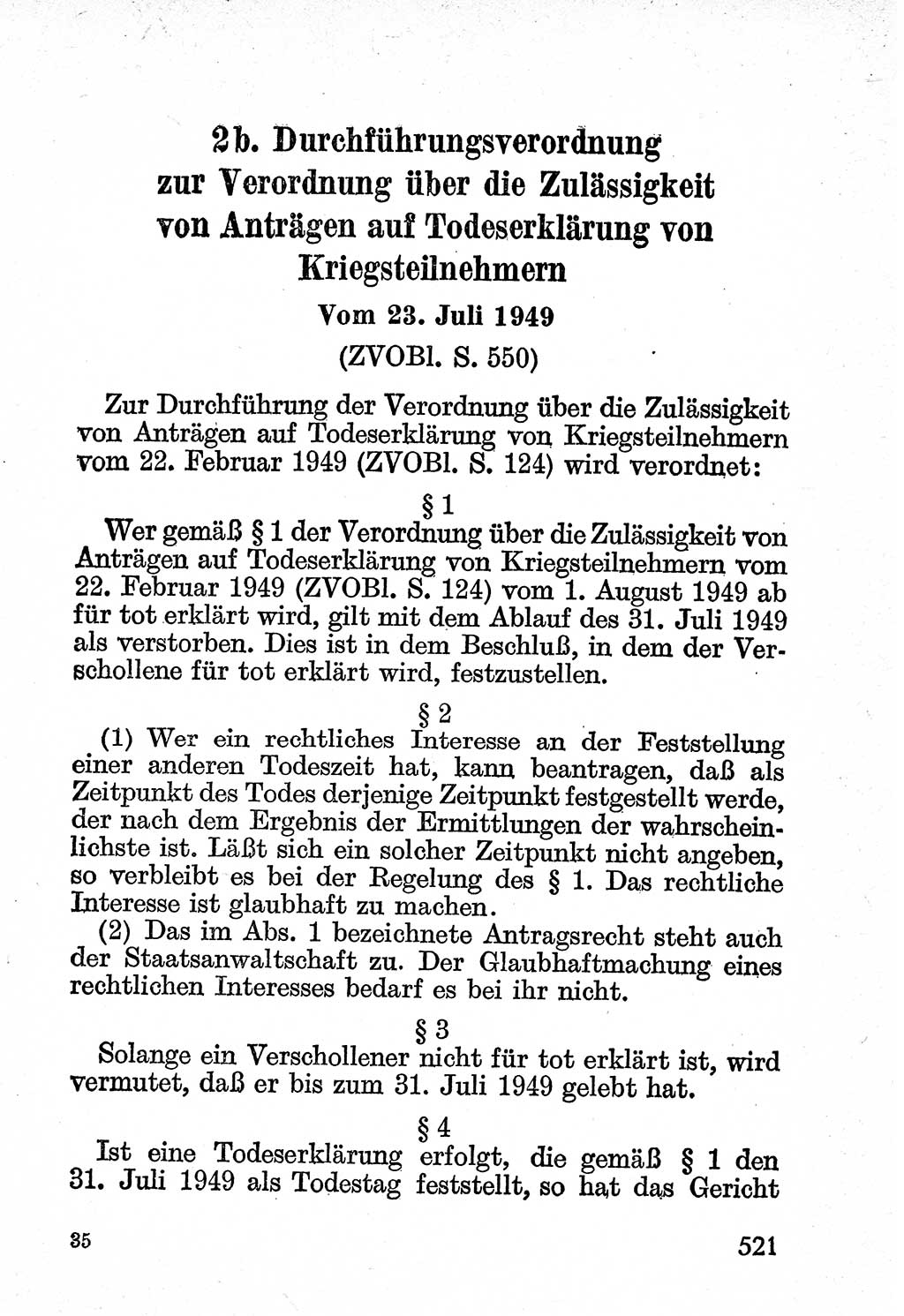 Bürgerliches Gesetzbuch (BGB) nebst wichtigen Nebengesetzen [Deutsche Demokratische Republik (DDR)] 1956, Seite 521 (BGB Nebenges. DDR 1956, S. 521)