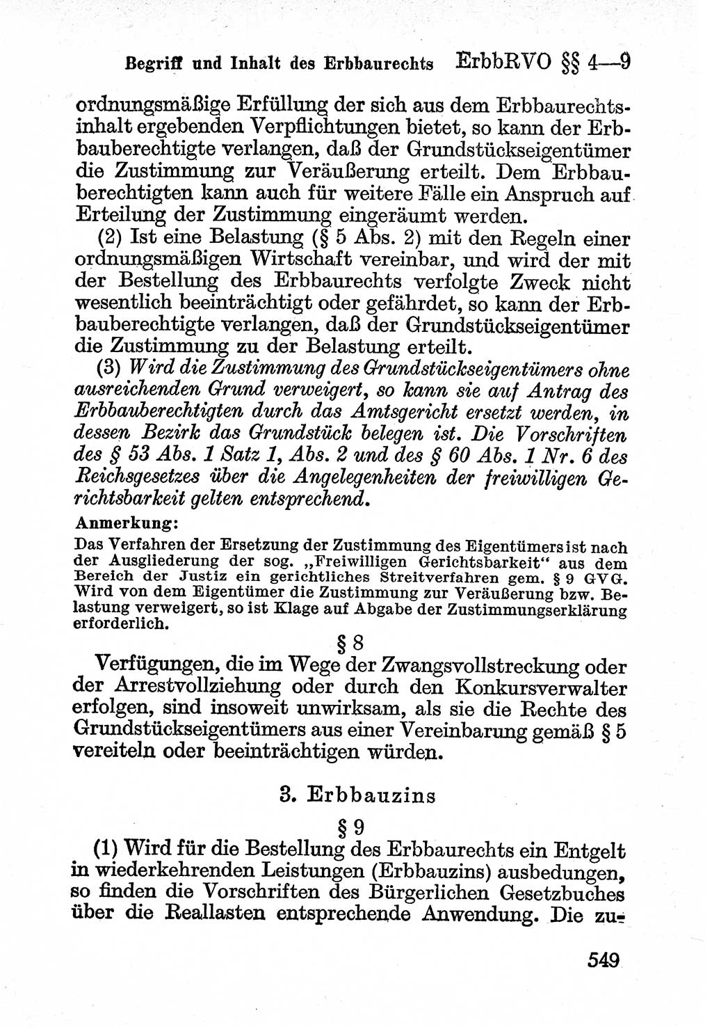 Bürgerliches Gesetzbuch (BGB) nebst wichtigen Nebengesetzen [Deutsche Demokratische Republik (DDR)] 1956, Seite 549 (BGB Nebenges. DDR 1956, S. 549)