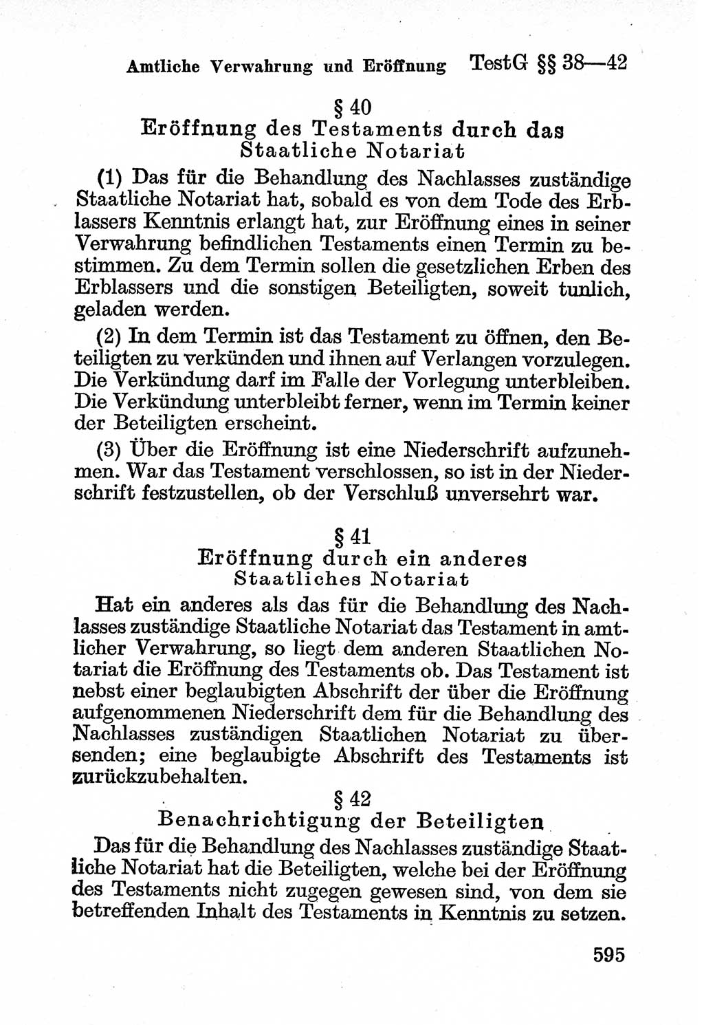 Bürgerliches Gesetzbuch (BGB) nebst wichtigen Nebengesetzen [Deutsche Demokratische Republik (DDR)] 1956, Seite 595 (BGB Nebenges. DDR 1956, S. 595)