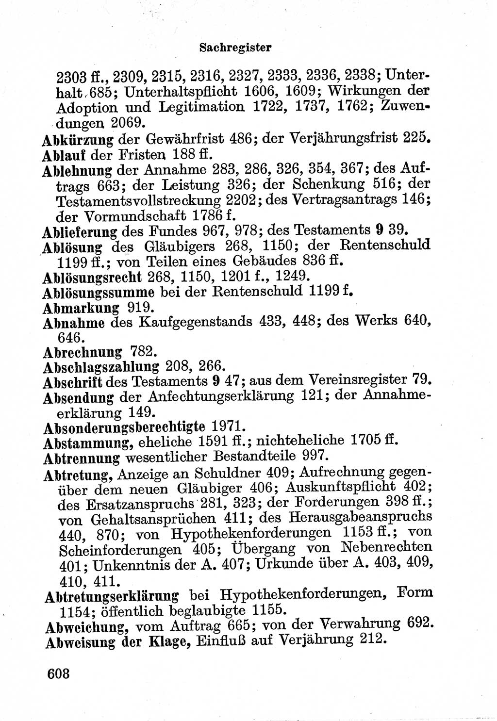 Bürgerliches Gesetzbuch (BGB) nebst wichtigen Nebengesetzen [Deutsche Demokratische Republik (DDR)] 1956, Seite 608 (BGB Nebenges. DDR 1956, S. 608)