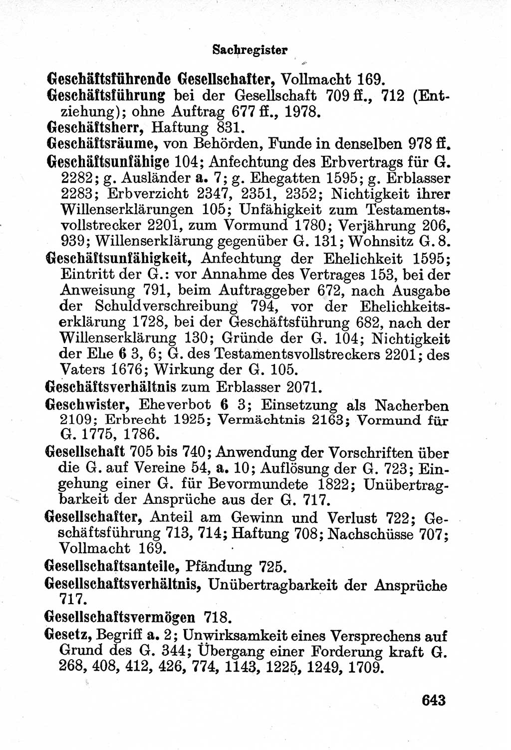 Bürgerliches Gesetzbuch (BGB) nebst wichtigen Nebengesetzen [Deutsche Demokratische Republik (DDR)] 1956, Seite 643 (BGB Nebenges. DDR 1956, S. 643)