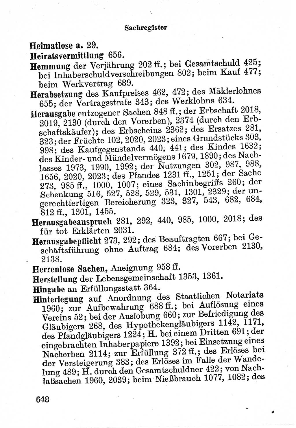 Bürgerliches Gesetzbuch (BGB) nebst wichtigen Nebengesetzen [Deutsche Demokratische Republik (DDR)] 1956, Seite 648 (BGB Nebenges. DDR 1956, S. 648)