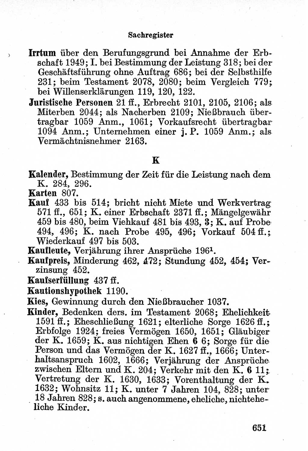 Bürgerliches Gesetzbuch (BGB) nebst wichtigen Nebengesetzen [Deutsche Demokratische Republik (DDR)] 1956, Seite 651 (BGB Nebenges. DDR 1956, S. 651)