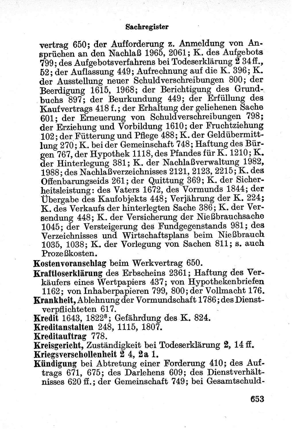 Bürgerliches Gesetzbuch (BGB) nebst wichtigen Nebengesetzen [Deutsche Demokratische Republik (DDR)] 1956, Seite 653 (BGB Nebenges. DDR 1956, S. 653)