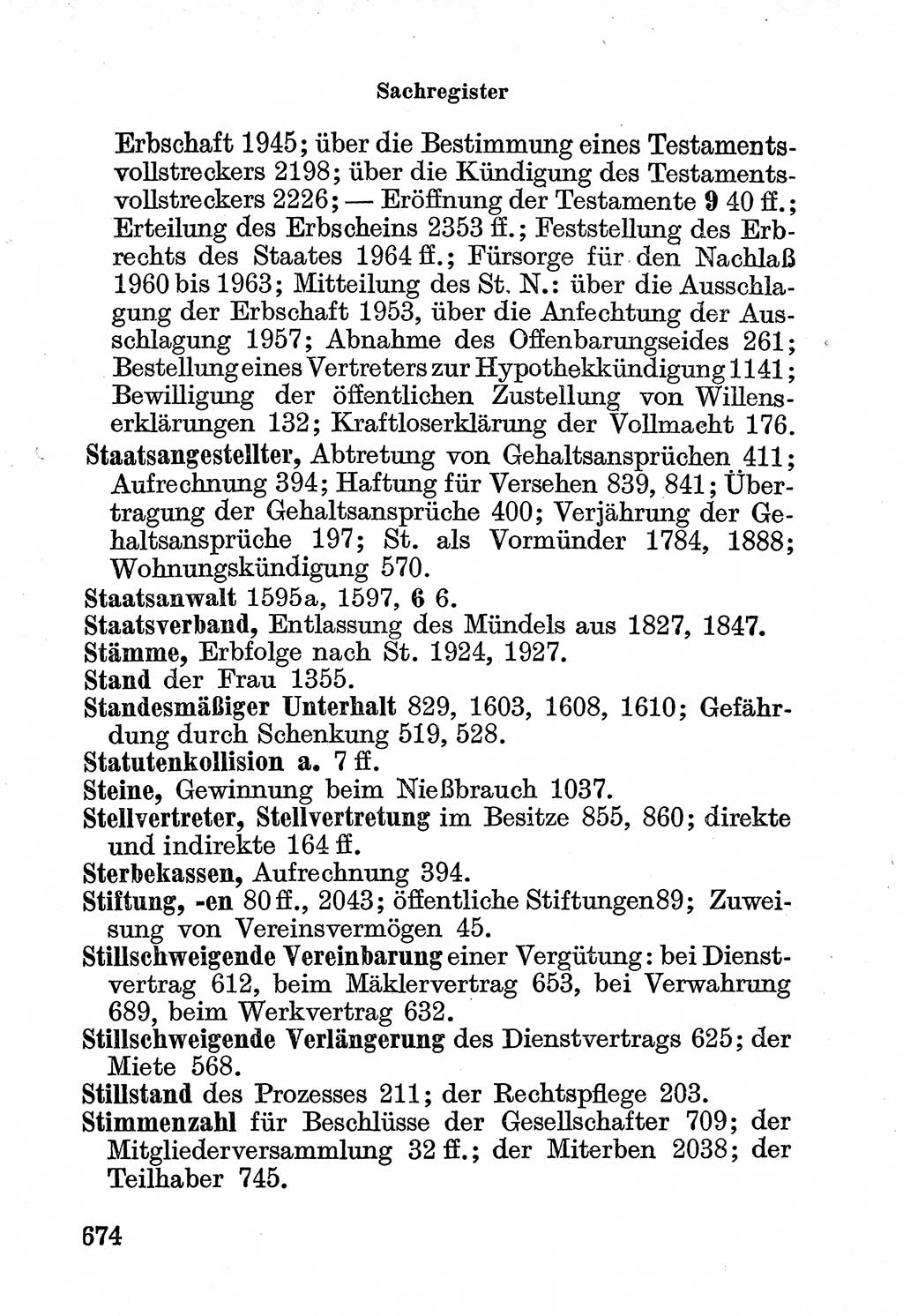 Bürgerliches Gesetzbuch (BGB) nebst wichtigen Nebengesetzen [Deutsche Demokratische Republik (DDR)] 1956, Seite 674 (BGB Nebenges. DDR 1956, S. 674)