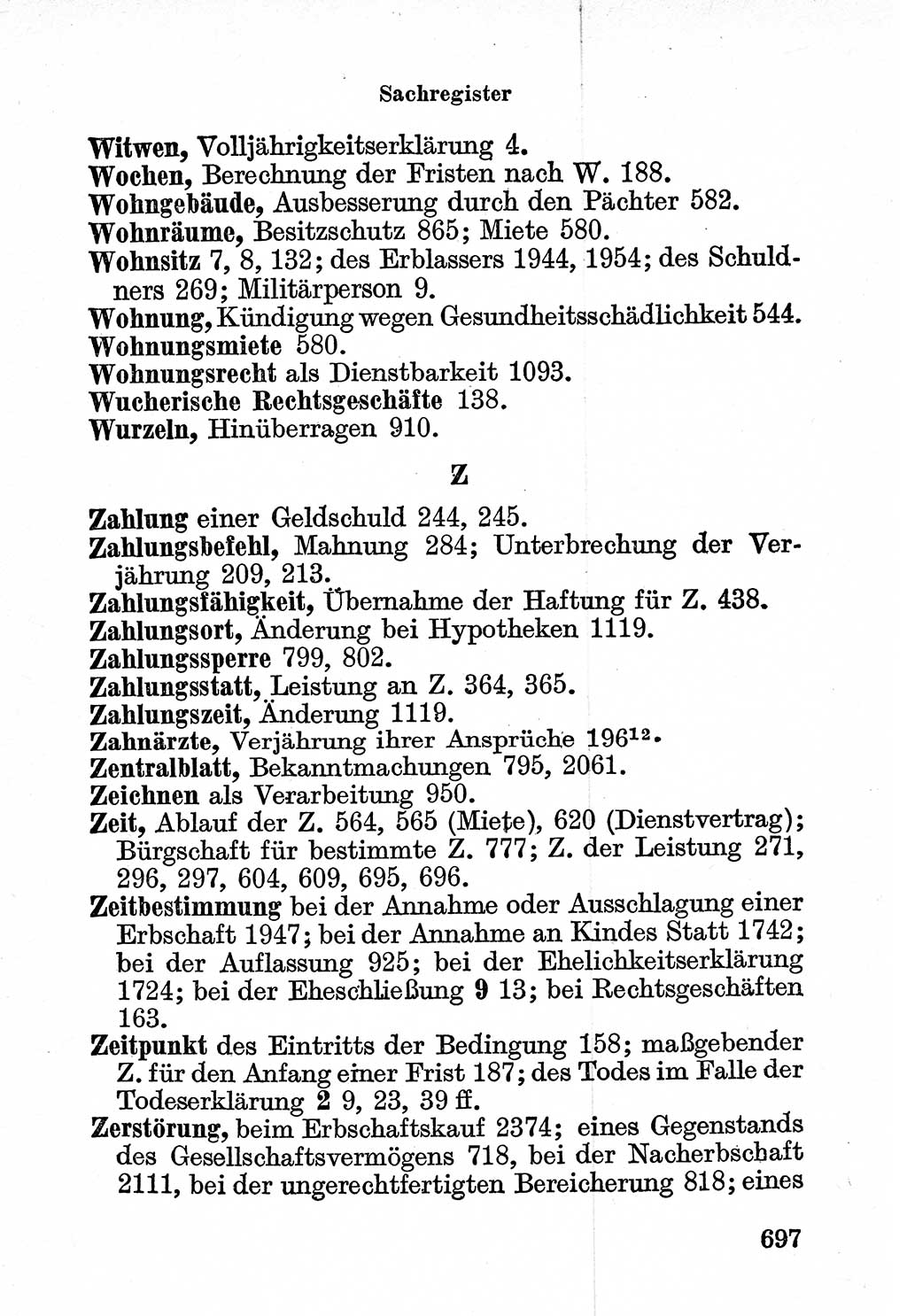 Bürgerliches Gesetzbuch (BGB) nebst wichtigen Nebengesetzen [Deutsche Demokratische Republik (DDR)] 1956, Seite 697 (BGB Nebenges. DDR 1956, S. 697)