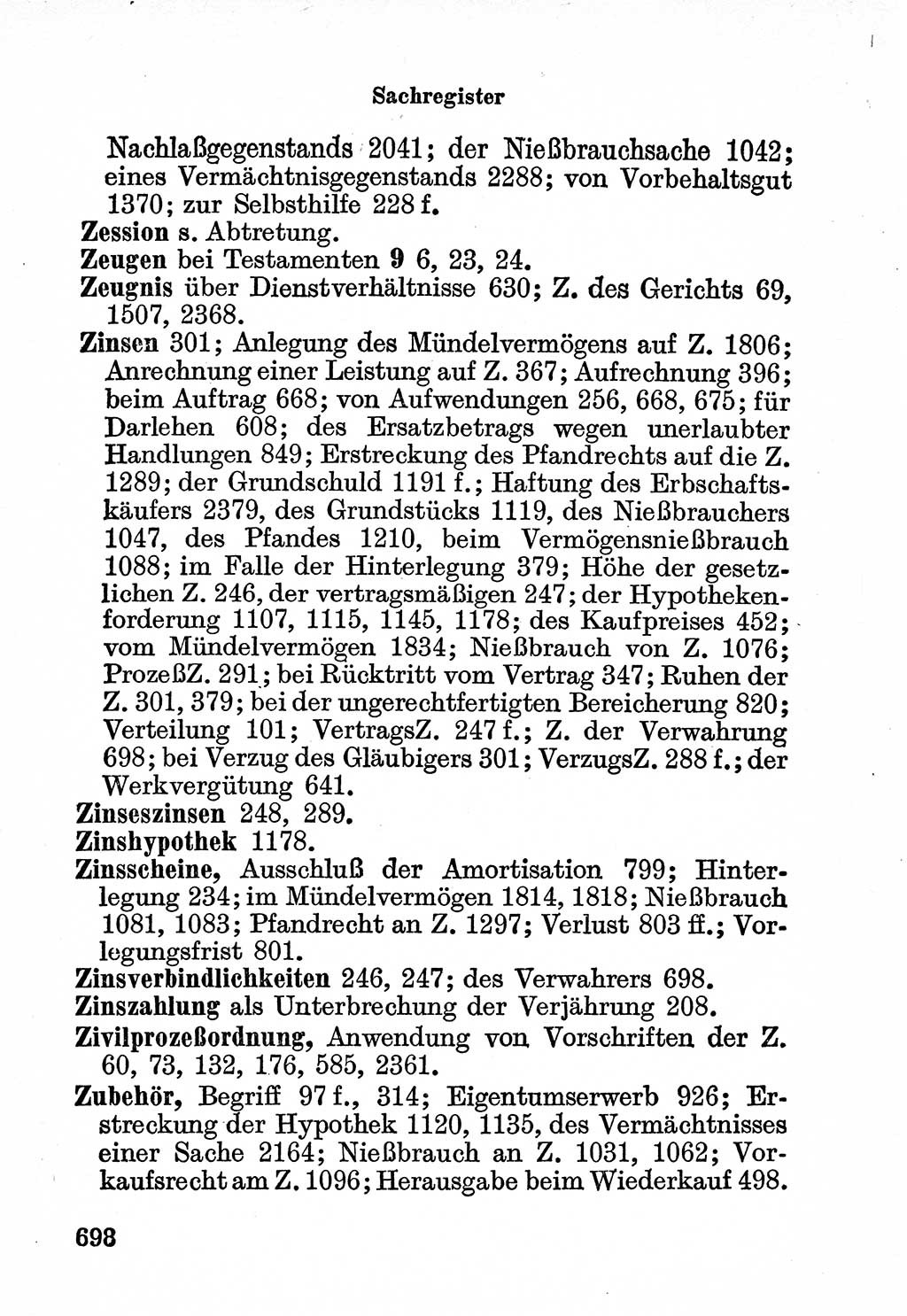 Bürgerliches Gesetzbuch (BGB) nebst wichtigen Nebengesetzen [Deutsche Demokratische Republik (DDR)] 1956, Seite 698 (BGB Nebenges. DDR 1956, S. 698)