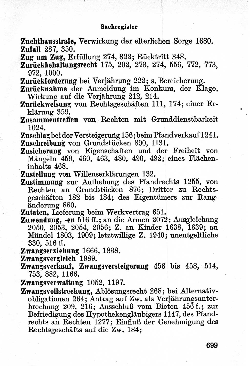 Bürgerliches Gesetzbuch (BGB) nebst wichtigen Nebengesetzen [Deutsche Demokratische Republik (DDR)] 1956, Seite 699 (BGB Nebenges. DDR 1956, S. 699)