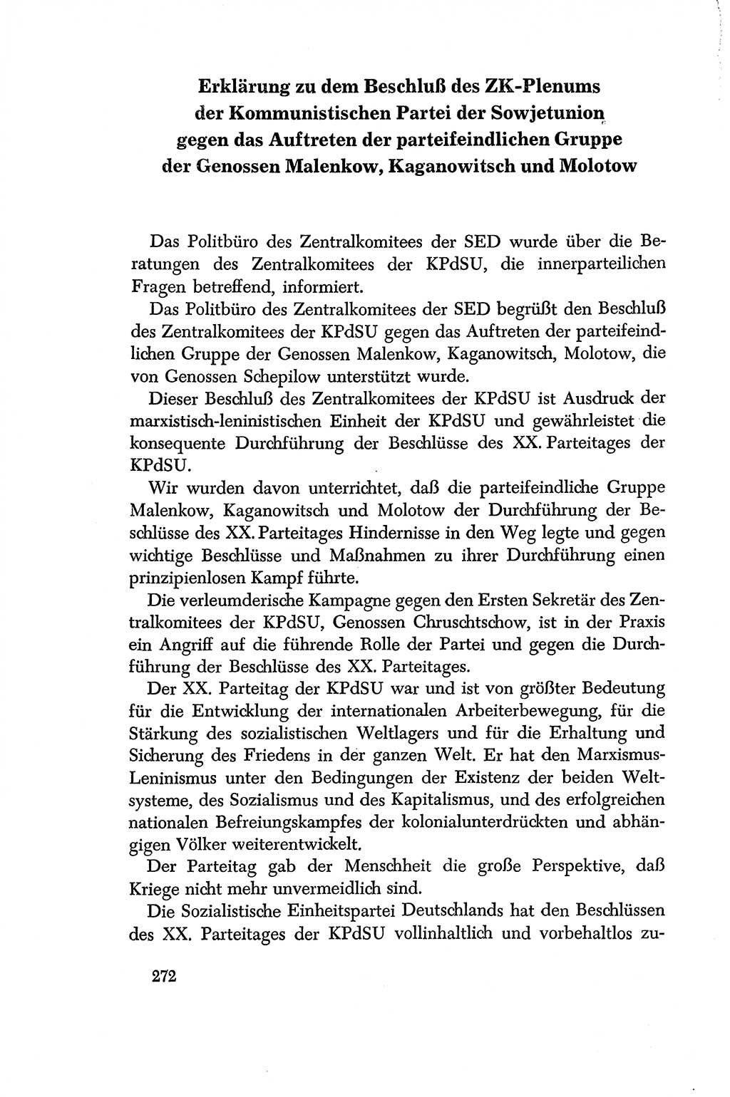 Dokumente der Sozialistischen Einheitspartei Deutschlands (SED) [Deutsche Demokratische Republik (DDR)] 1956-1957, Seite 272 (Dok. SED DDR 1956-1957, S. 272)